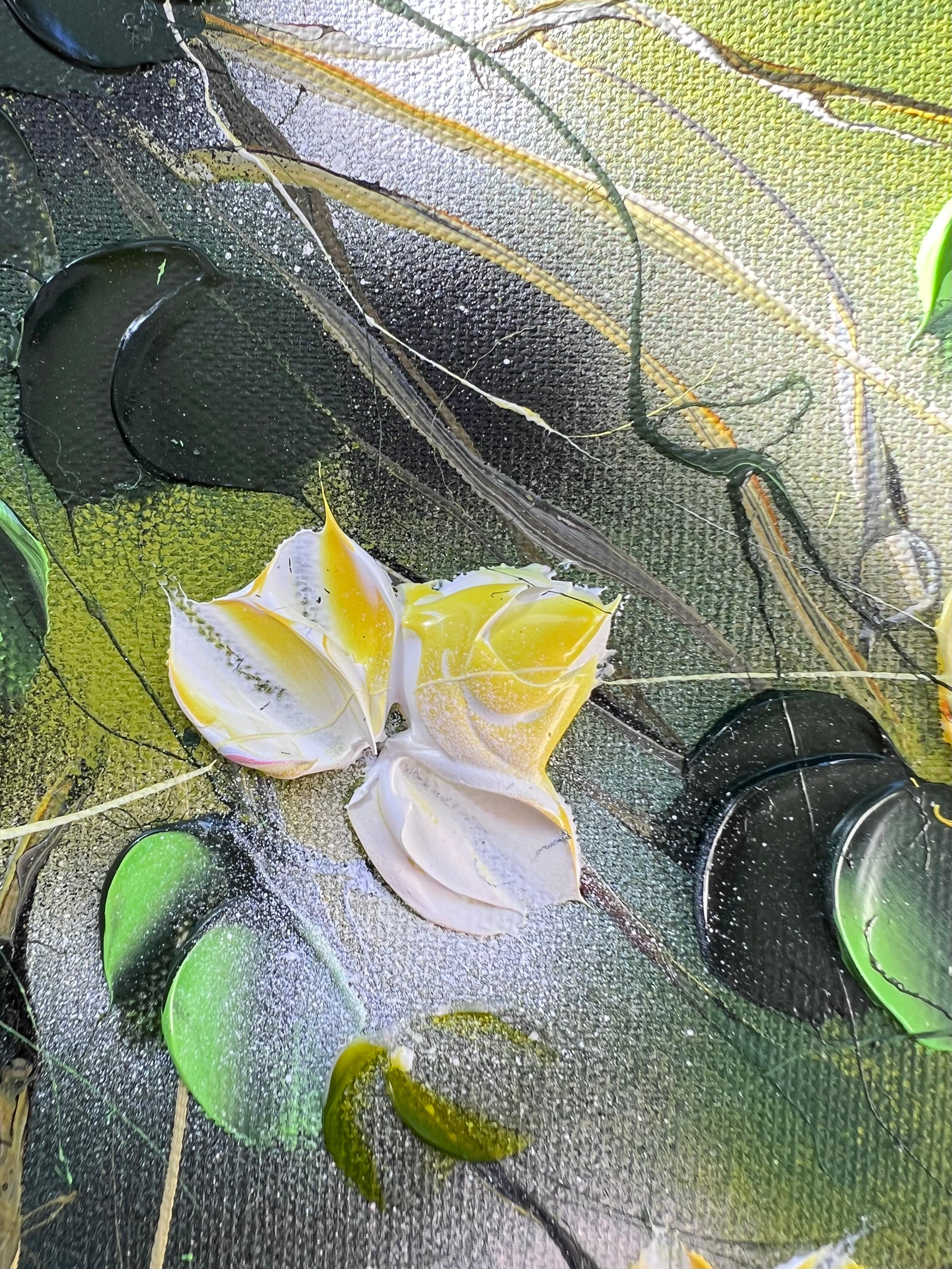 Garden Flowers IV - piccola opera d'arte floreale con rose gialle - Painting Astratto di Anastassia Skopp