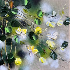 Garden Flowers IV - small floral original artwork with yellow roses