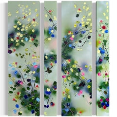 "Giardino dell'Armonia", quadro floreale d'arte con texture in più parti