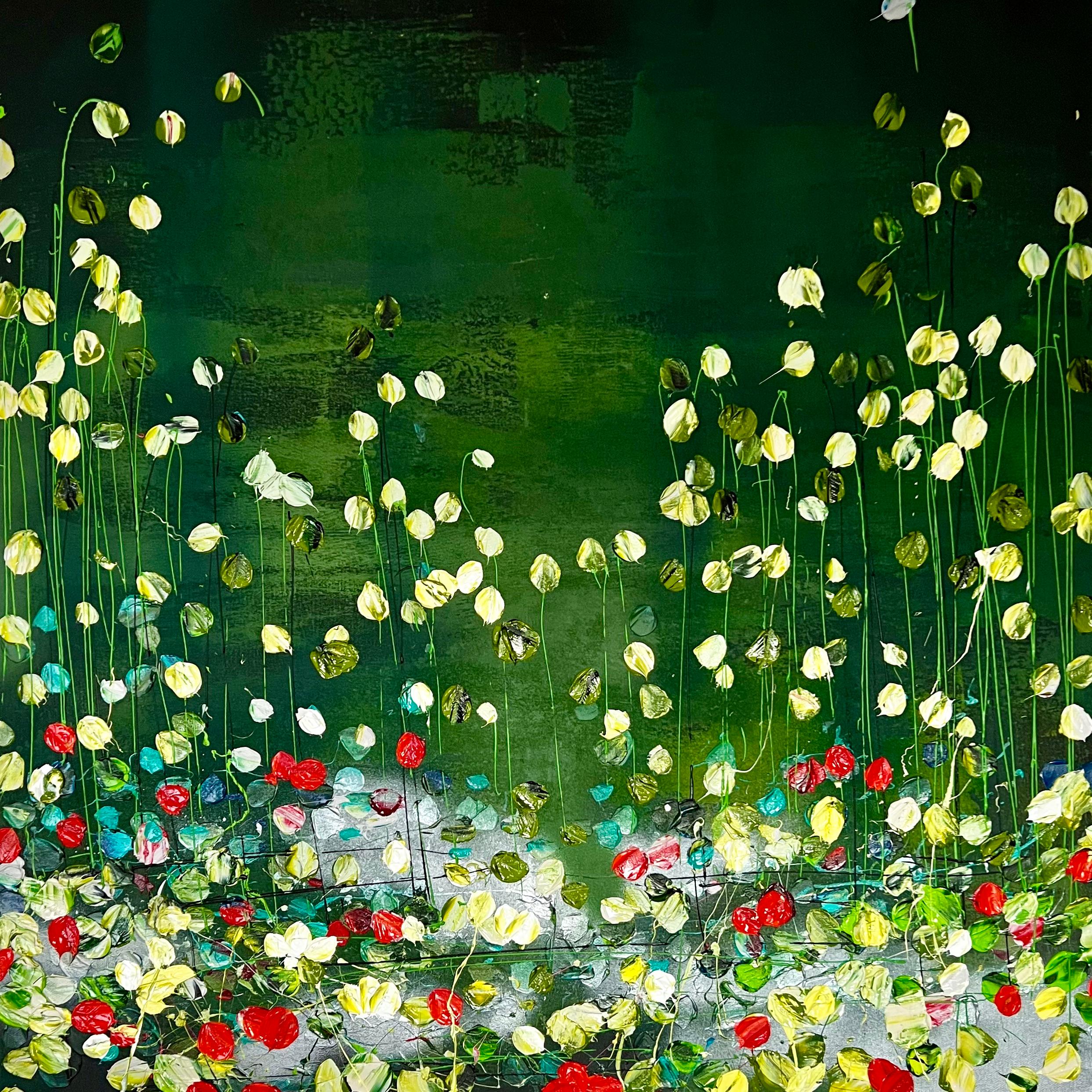 Anastassia Skopp Interior Painting - "Green Field" floral large painting