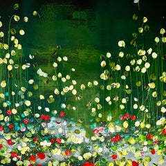 "Green Field" floral large painting