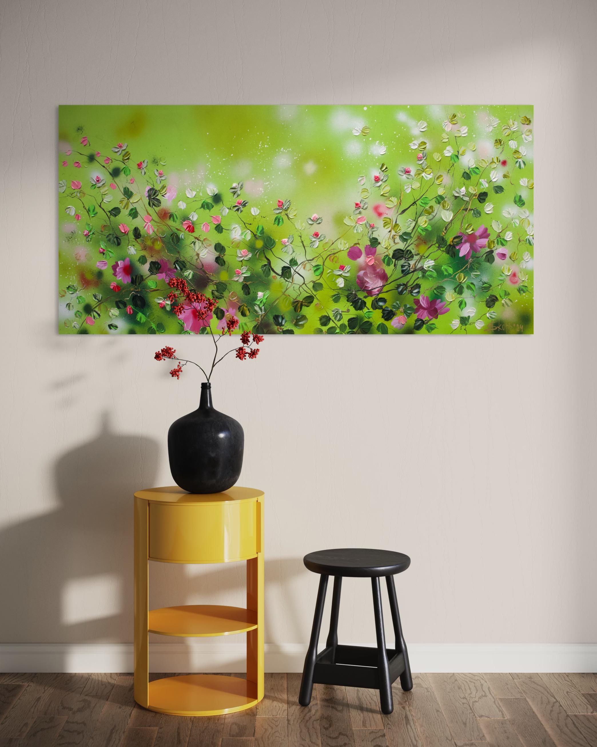 extra großes Blumengemälde „Green FLOWers“ im Angebot 11