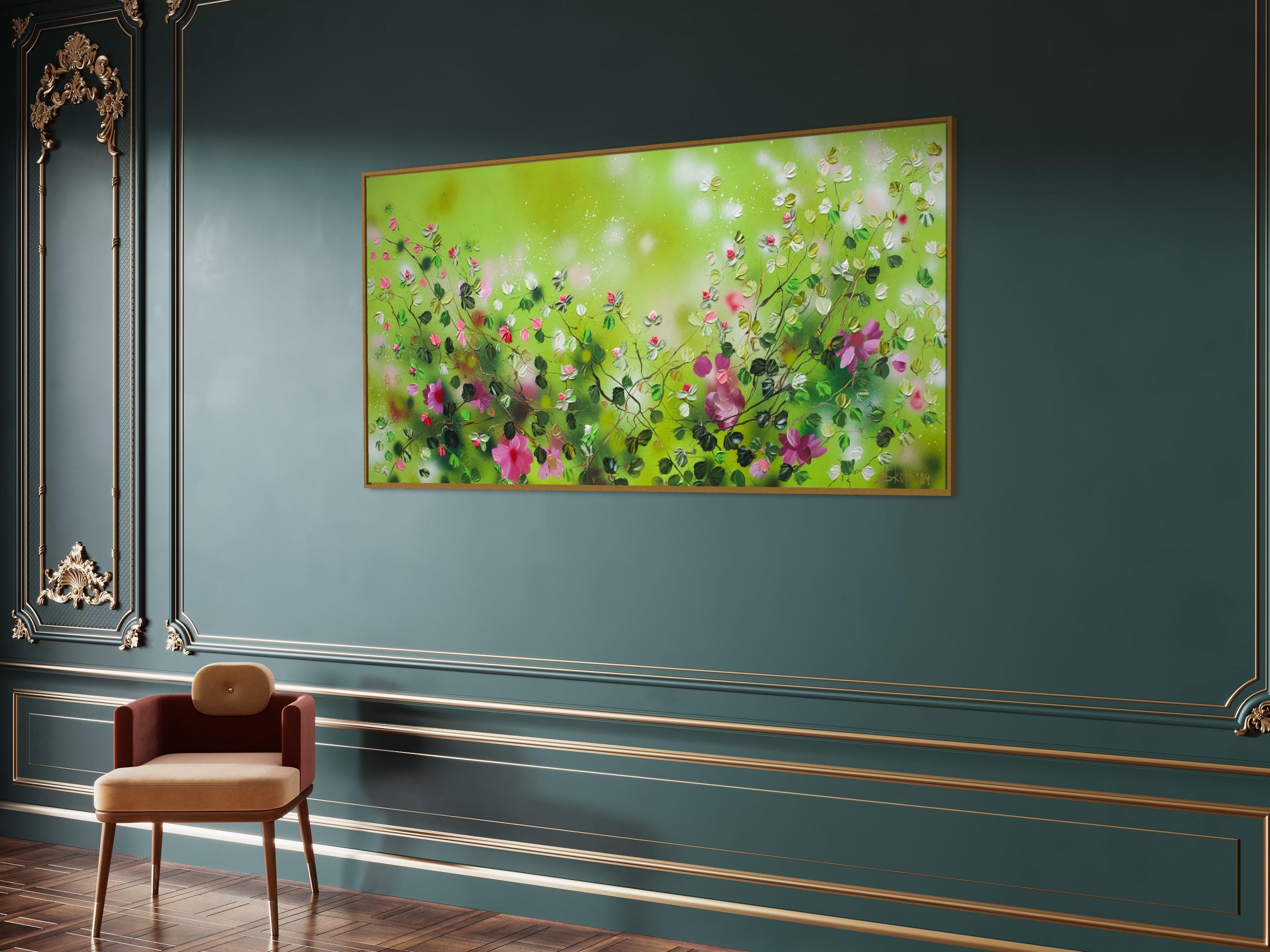 extra großes Blumengemälde „Green FLOWers“ im Angebot 13