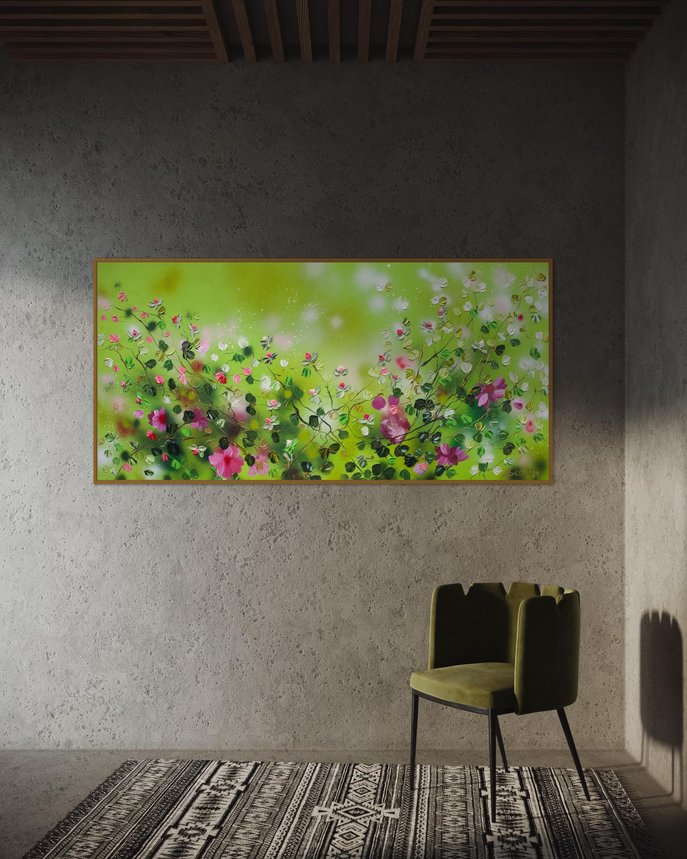 extra großes Blumengemälde „Green FLOWers“ im Angebot 14
