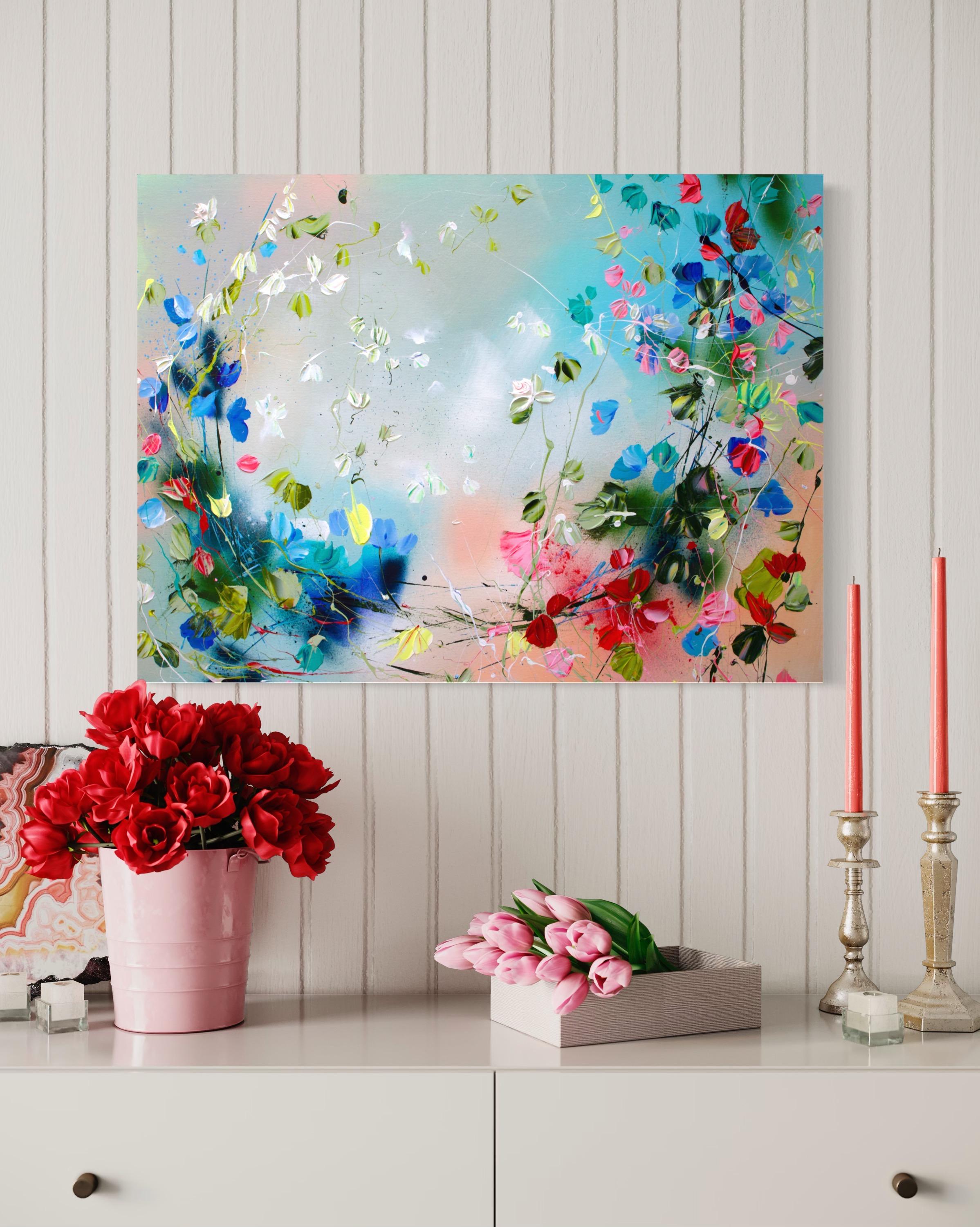 Impasto colorful floral painting 