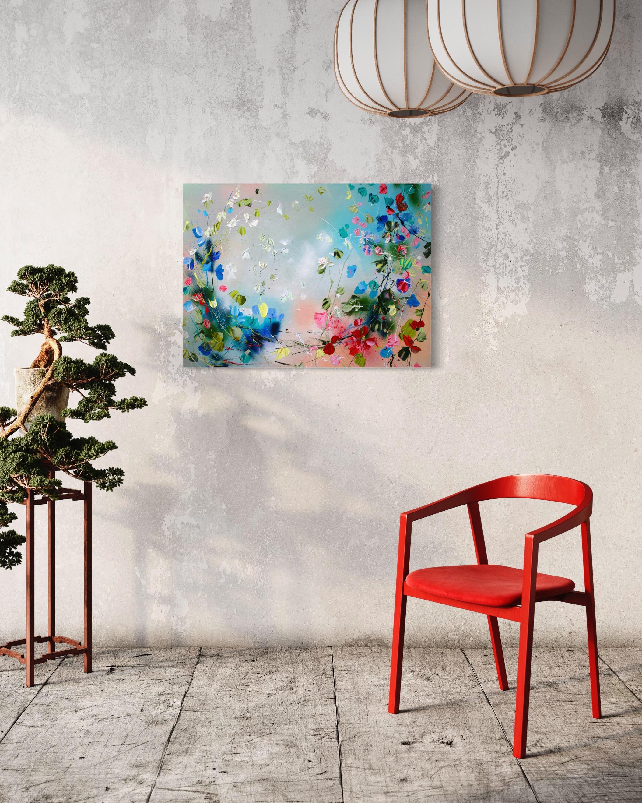 Impasto colorful floral painting 