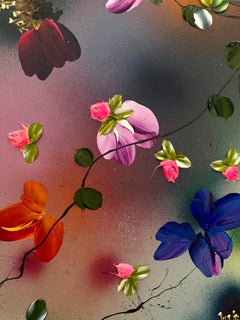 "Japanese Air"  extra large painting on cotto canvas, rose garden