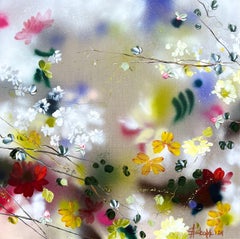 Kaori I - original impressionistic painting with flowers on linen canvas