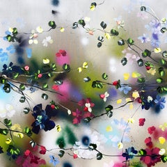 "Kaori III"  - dipinto impressionista colorato con fiori su tela di lino