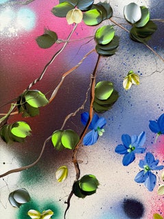 "Kaori IV - peinture impressionniste colorée avec fleurs sur toile