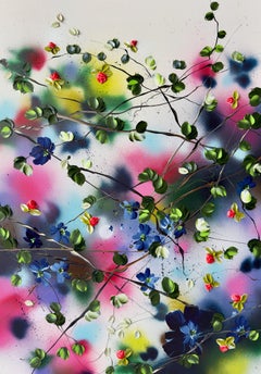 "Kaori VI"  - large colorful impressionistic painting with flowers on canvas