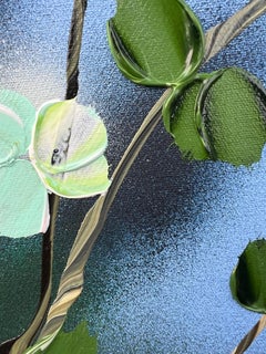 "Movimento" arte floreale trittico floreale strutturato rose blu sotterranee