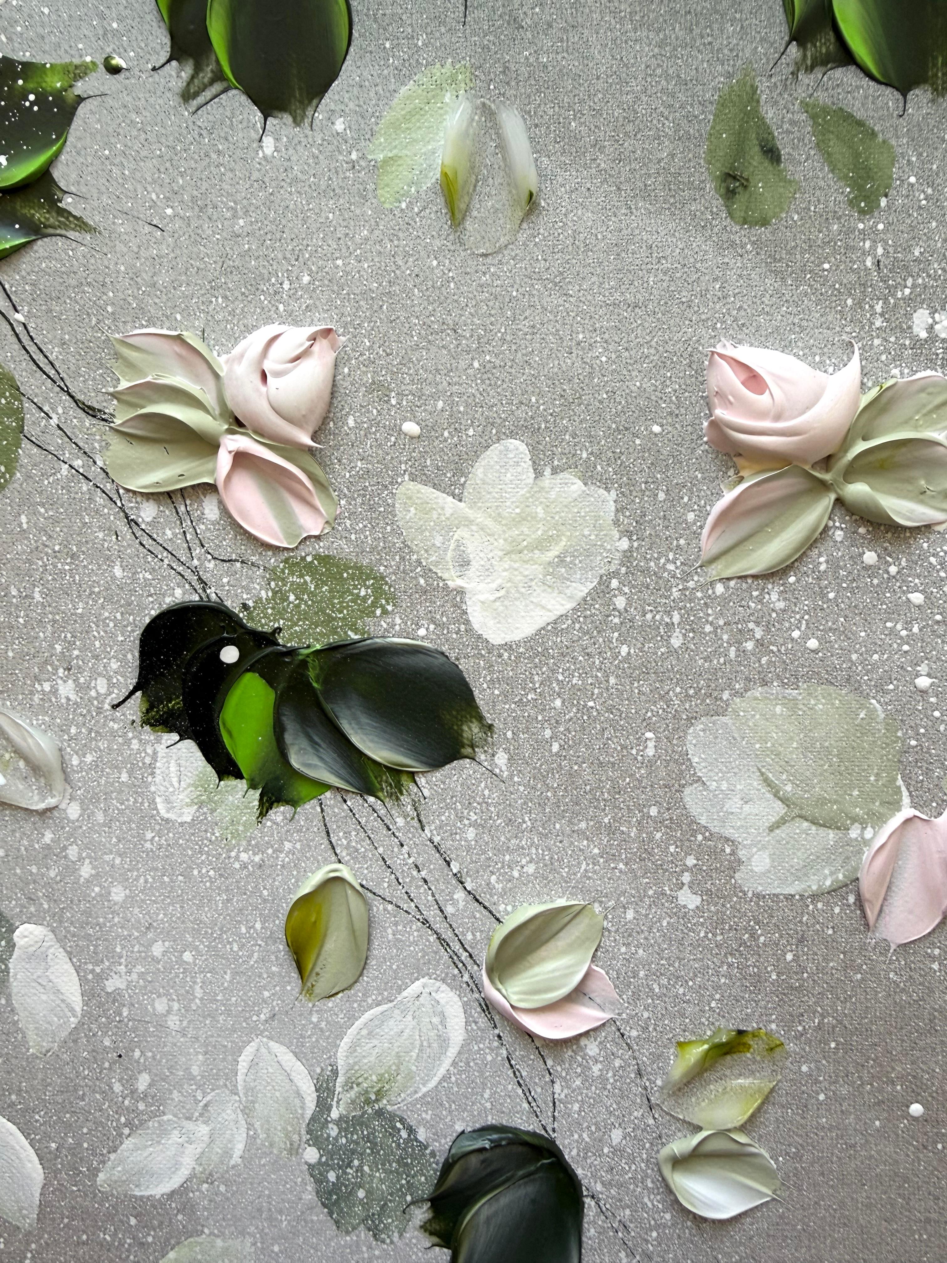 Petals in Light - original impressionistic floral art on linen canvas For Sale 8