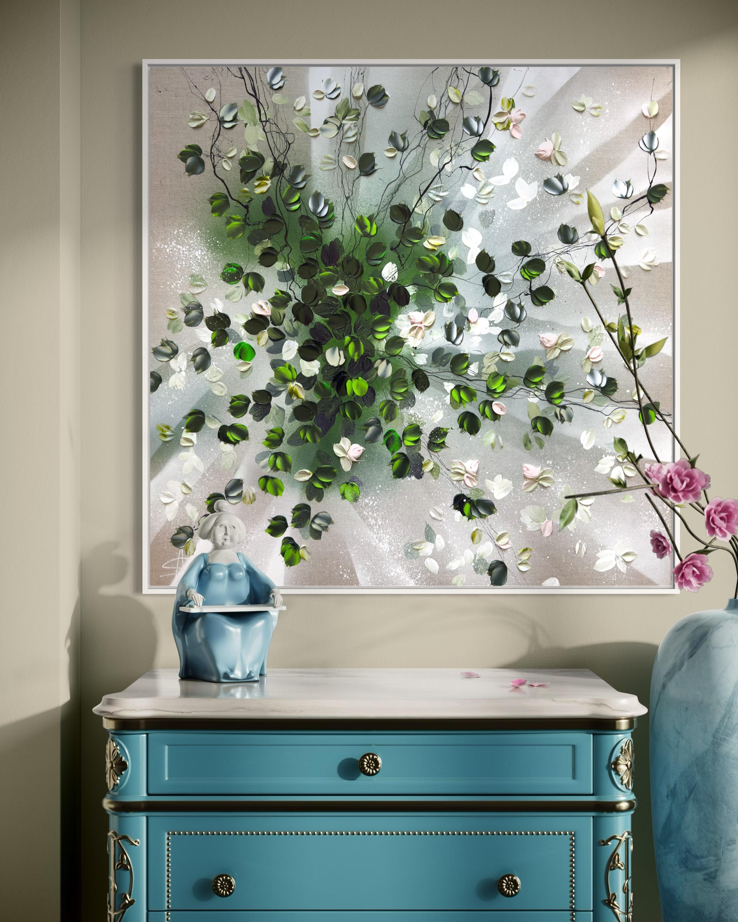 Petals in Light - original impressionistic floral art on linen canvas For Sale 9