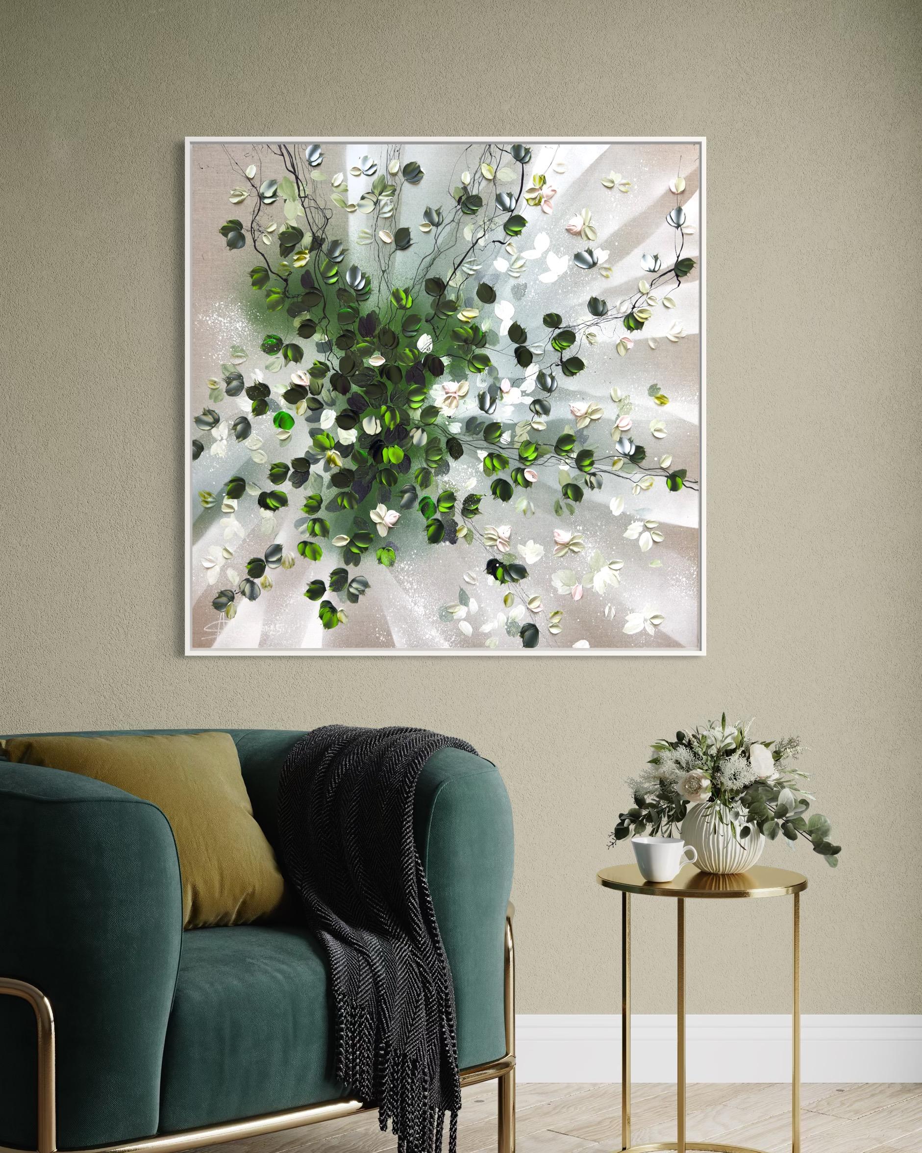 Petals in Light - original impressionistic floral art on linen canvas For Sale 11