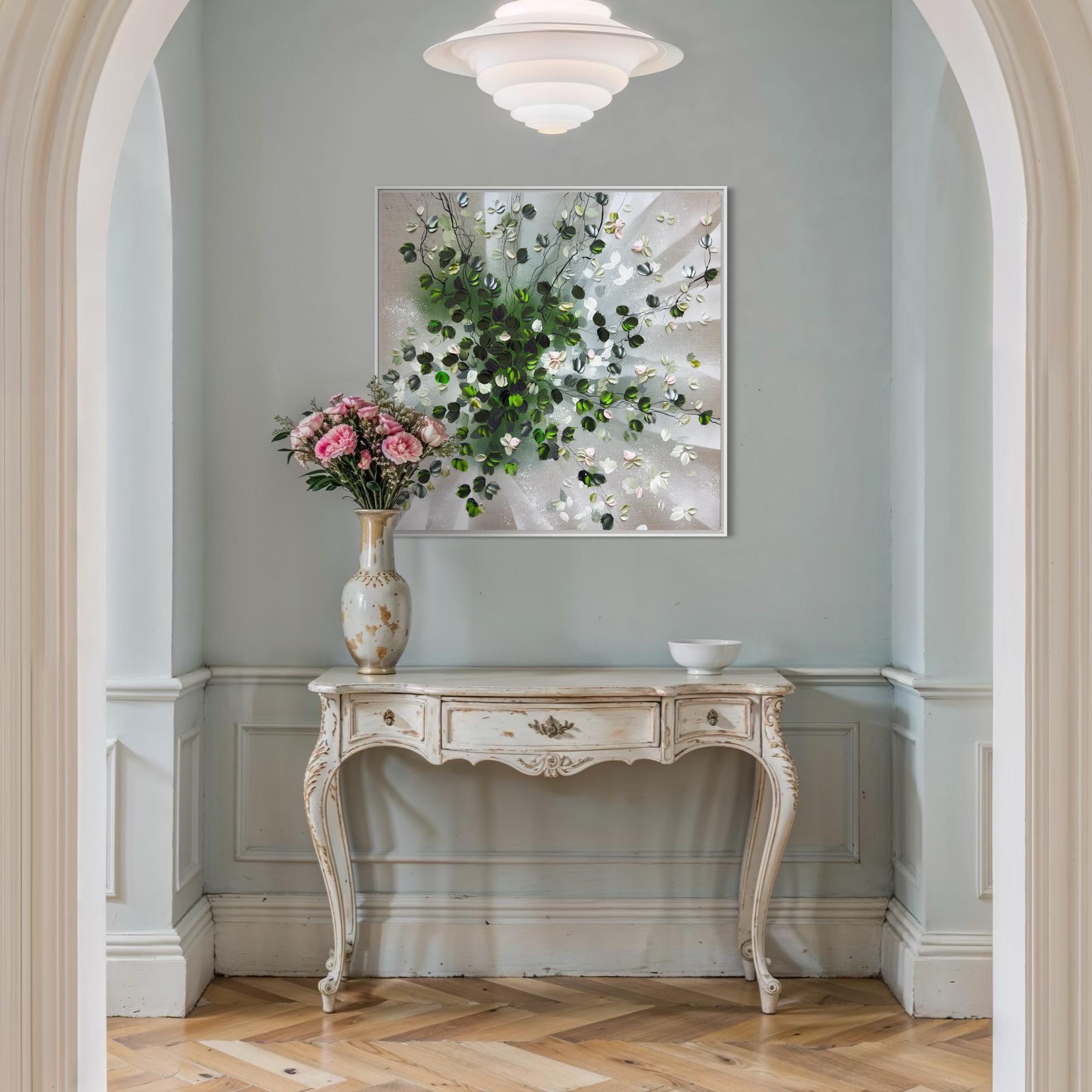 Petals in Light - original impressionistic floral art on linen canvas For Sale 12