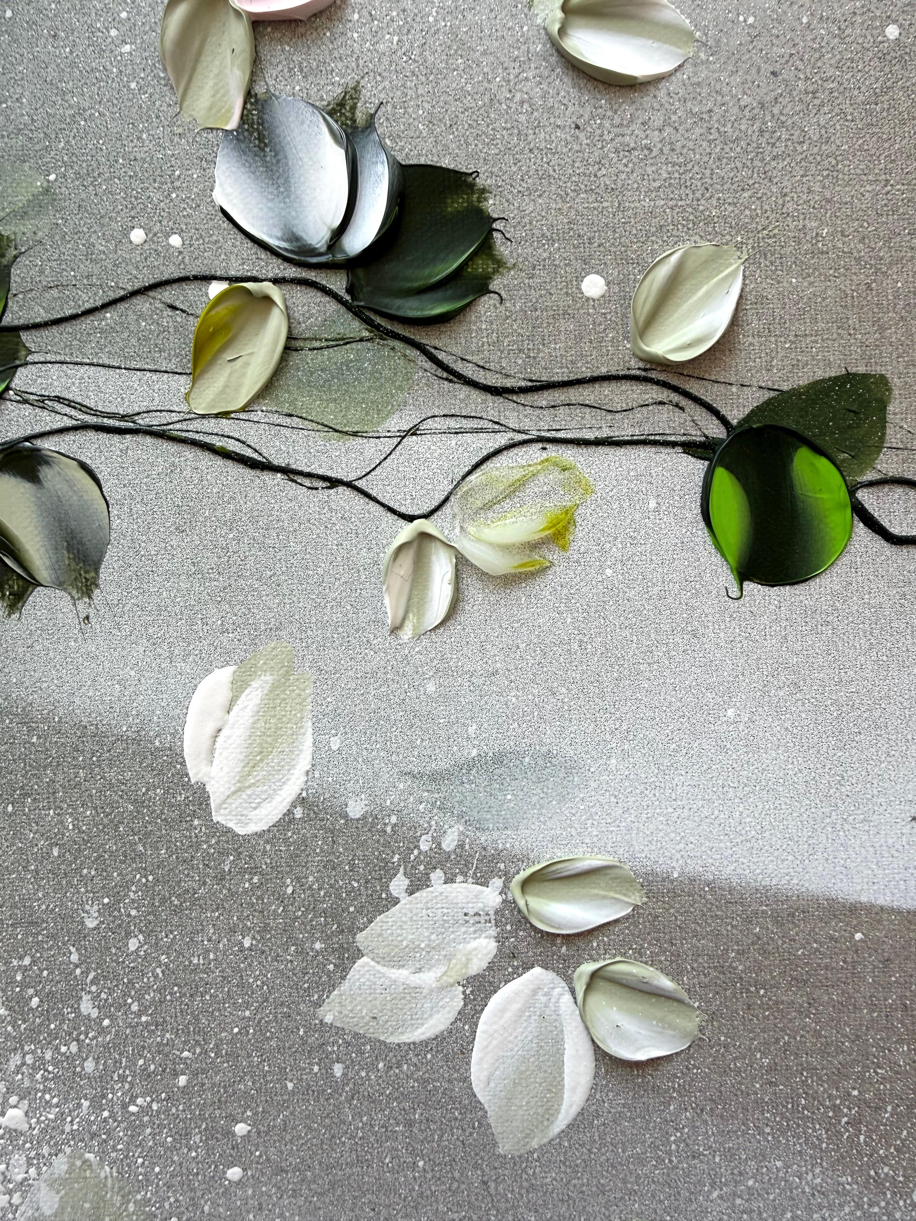 Petals in Light - original impressionistic floral art on linen canvas For Sale 2