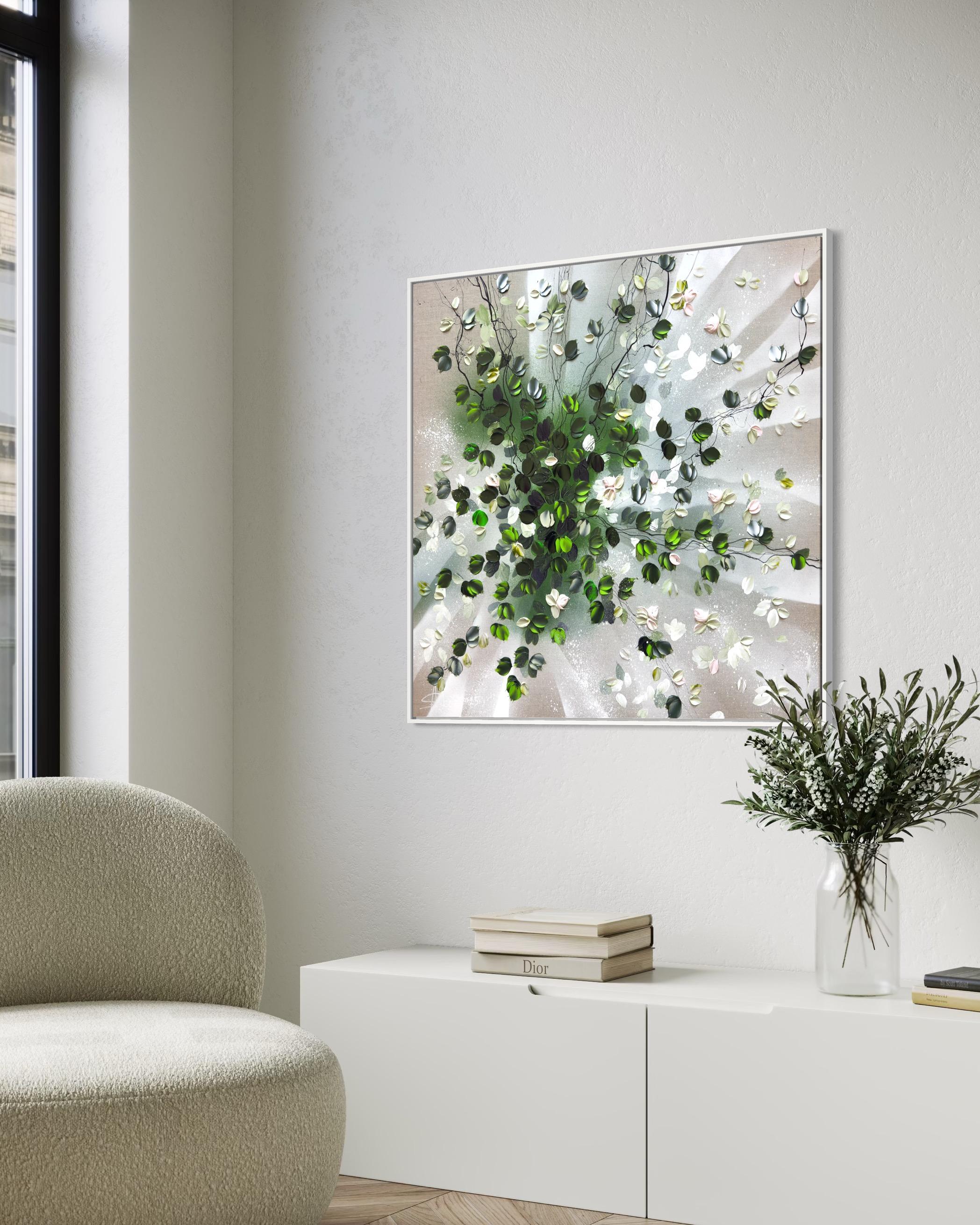 Petals in Light - original impressionistic floral art on linen canvas For Sale 4