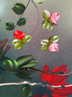 "Potpourri II"  extra large painting on linen canvas, rose garden, flowers, rose