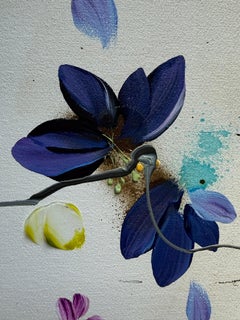 "Popurrí III" colorido cuadro impresionista 3d con flores sobre lienzo