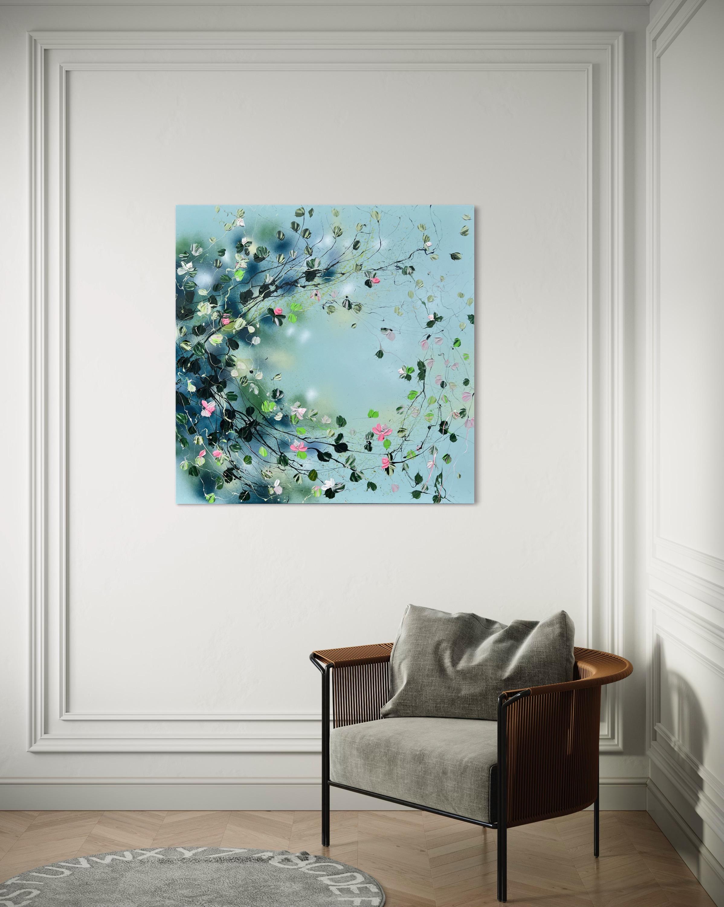 Quiet Garden III“, großes Blumengemälde im Angebot 11
