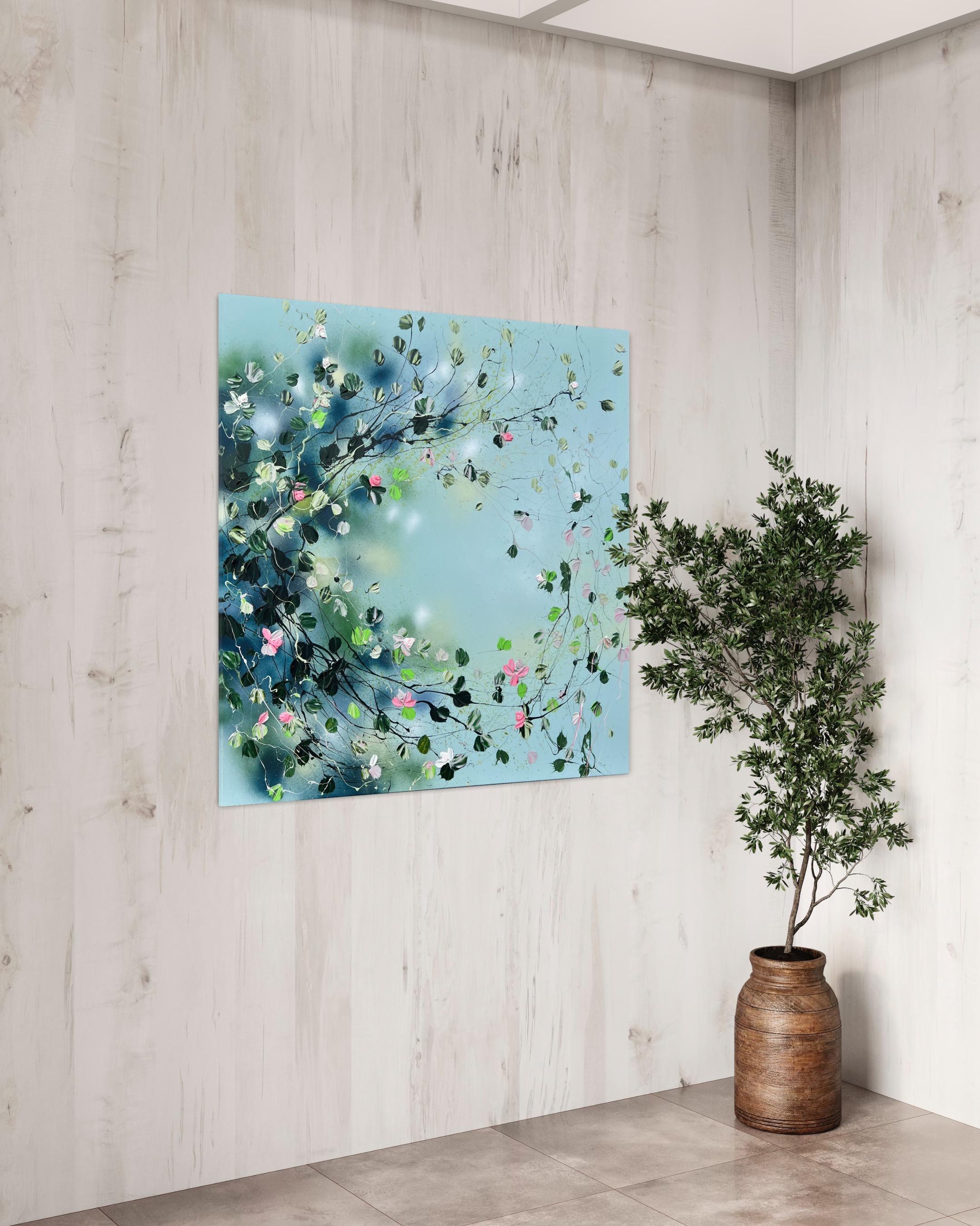 Quiet Garden III“, großes Blumengemälde im Angebot 1
