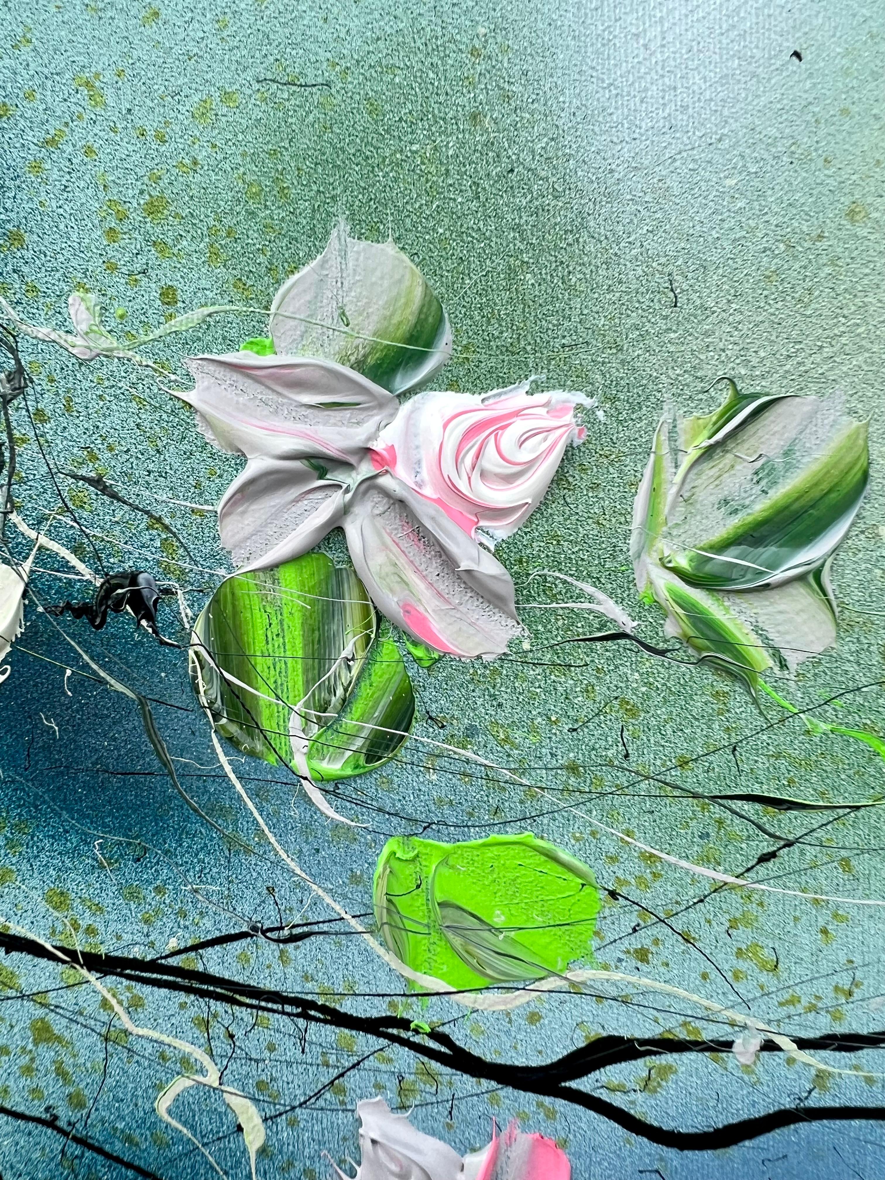 Quiet Garden III“, großes Blumengemälde im Angebot 2