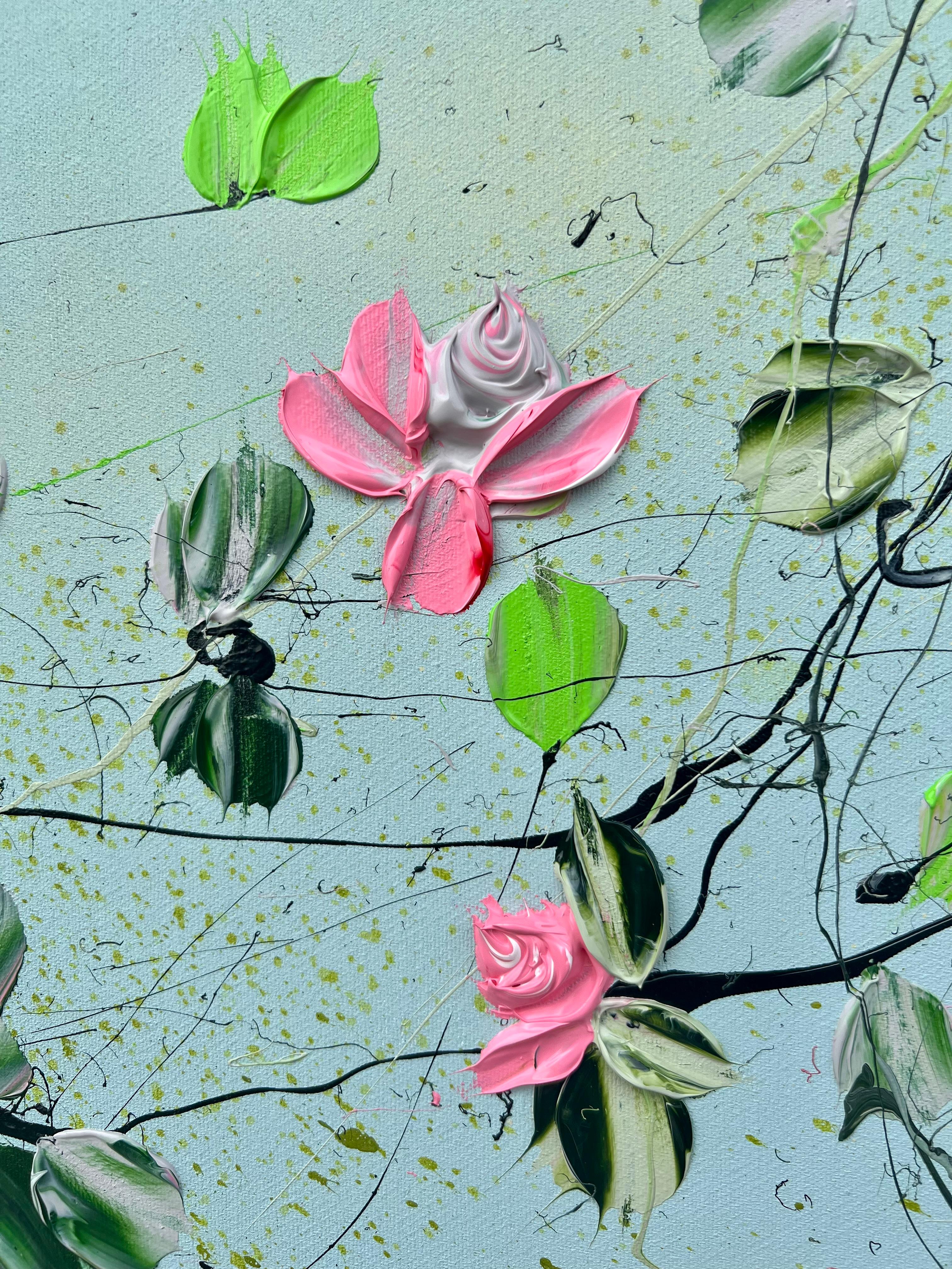 Quiet Garden III“, großes Blumengemälde im Angebot 4