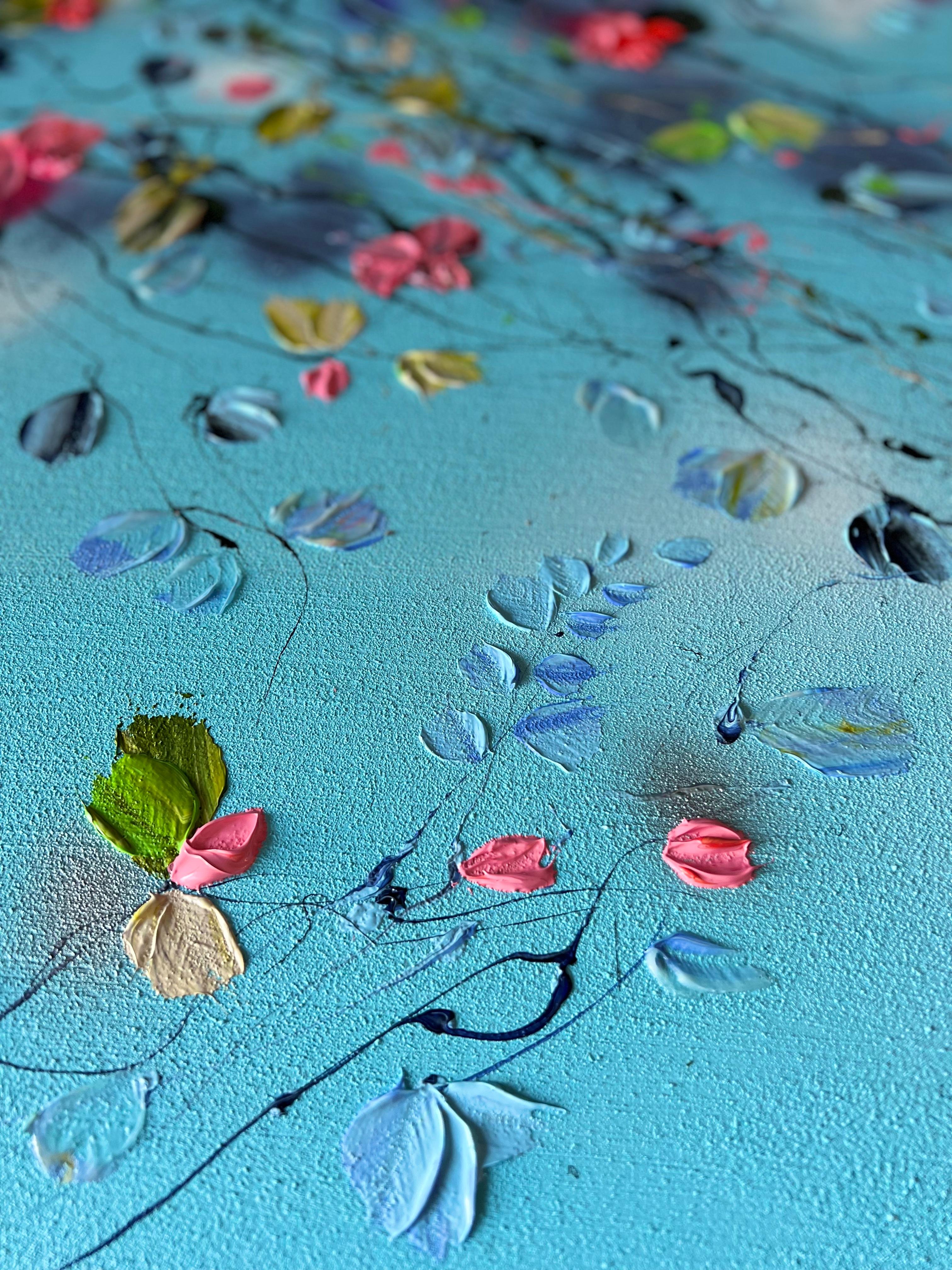 Peinture acrylique abstraite texturée sur toile 90x90x2 cm (35,4 x 35,4 x0,8inches) est demi-finaliste du projet Artbox.project Palma 1.0, Espagne, octobre 2022. . Technique mixte sur toile enveloppée dans une galerie. L'œuvre est prête à être