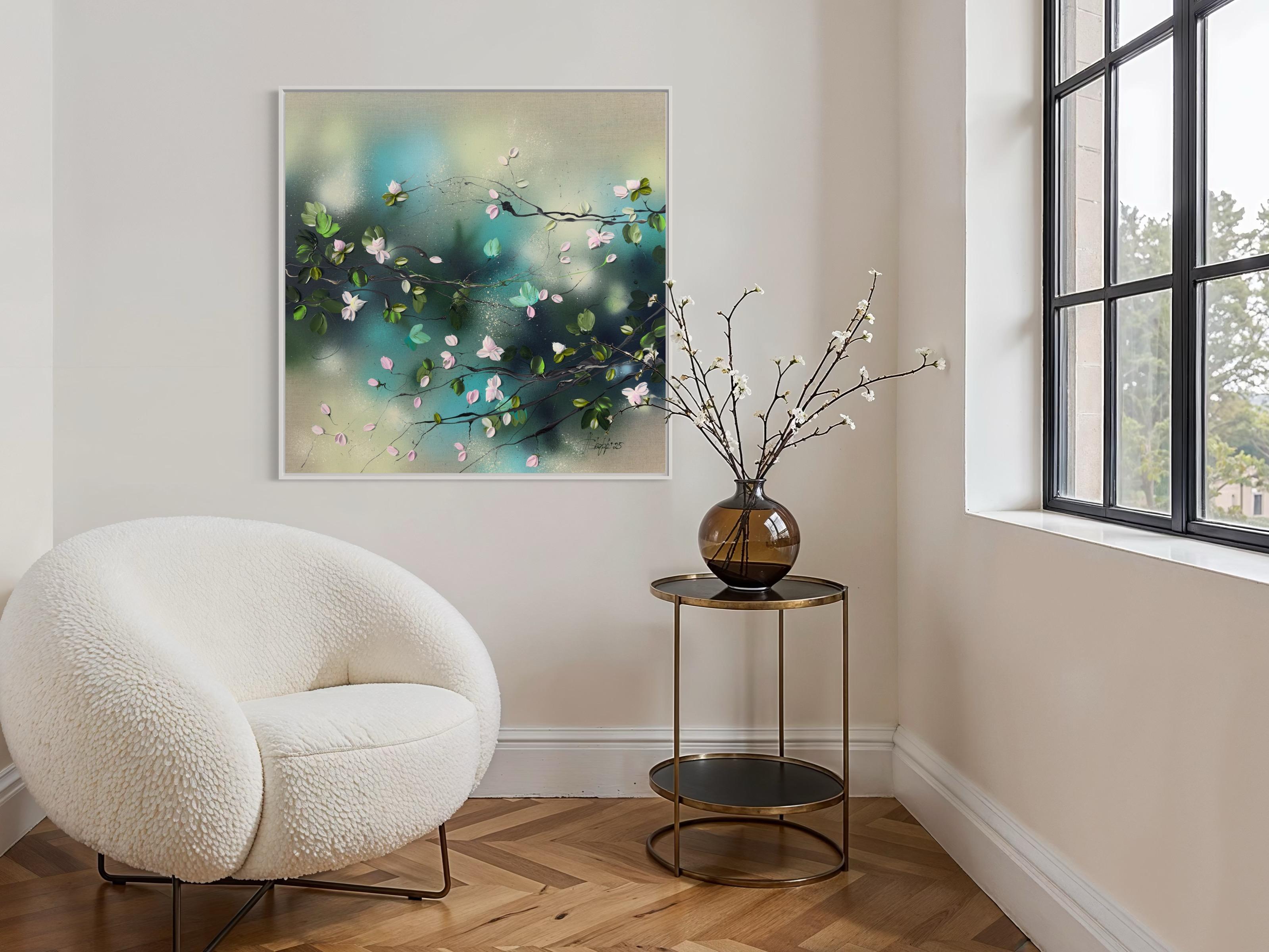 Romantic Roses - original impressionistic floral art on linen canvas For Sale 5
