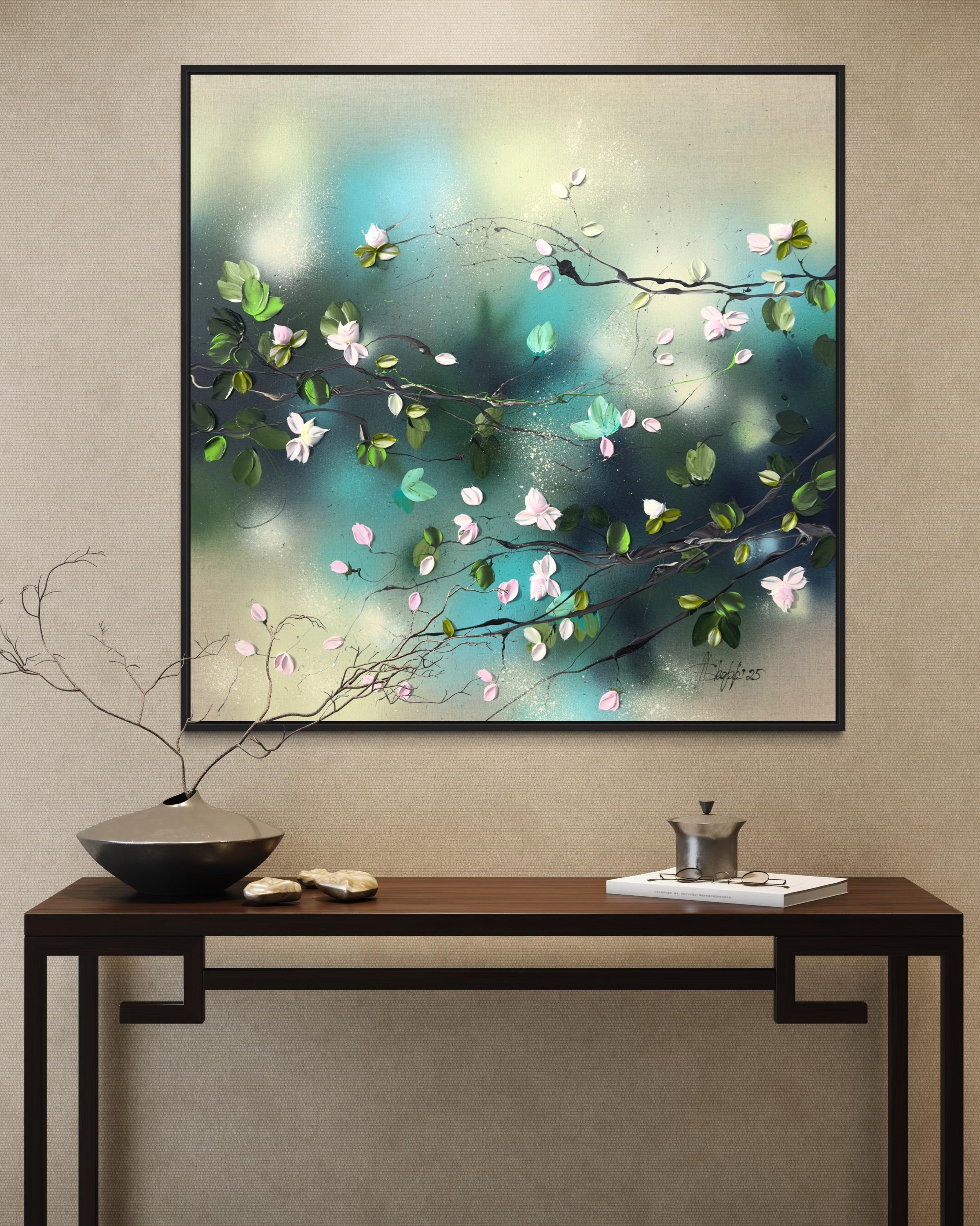 Romantic Roses - original impressionistic floral art on linen canvas For Sale 6