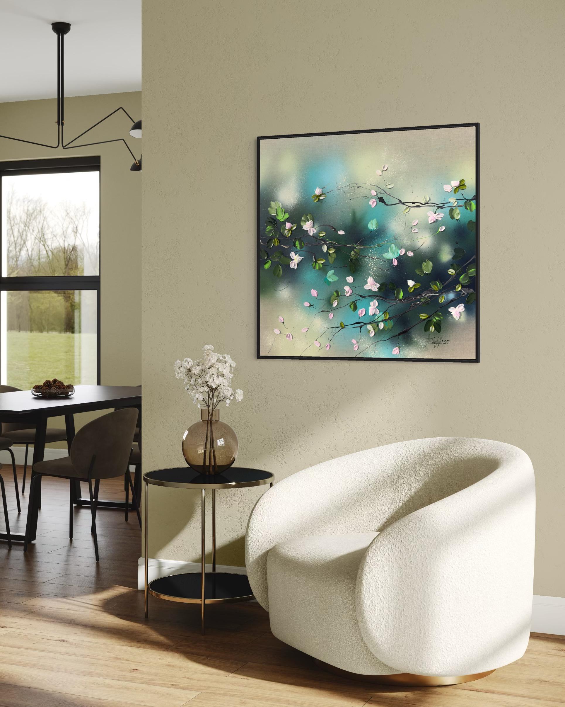 Romantic Roses - original impressionistic floral art on linen canvas For Sale 9