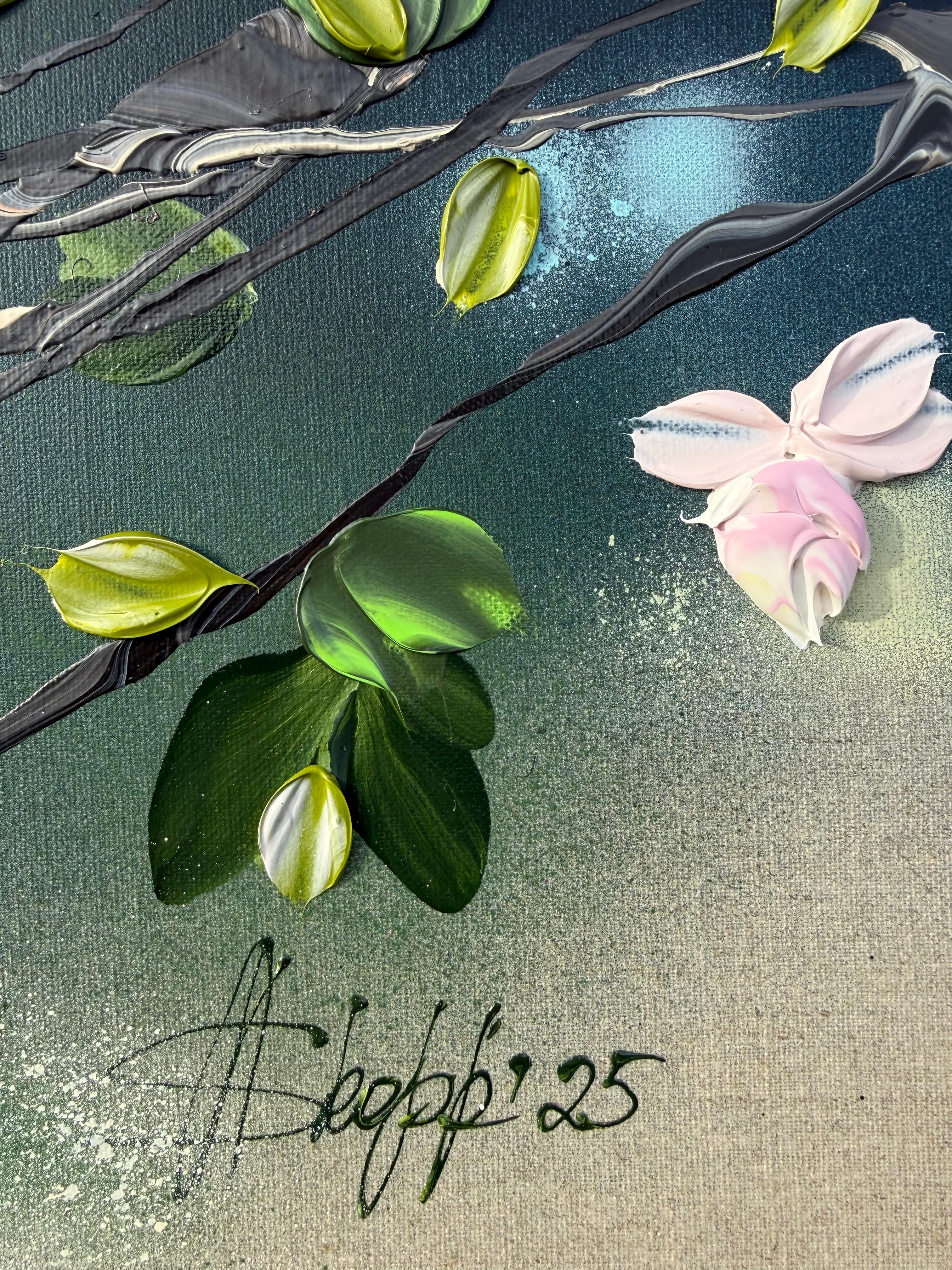 Romantic Roses - original impressionistic floral art on linen canvas For Sale 12