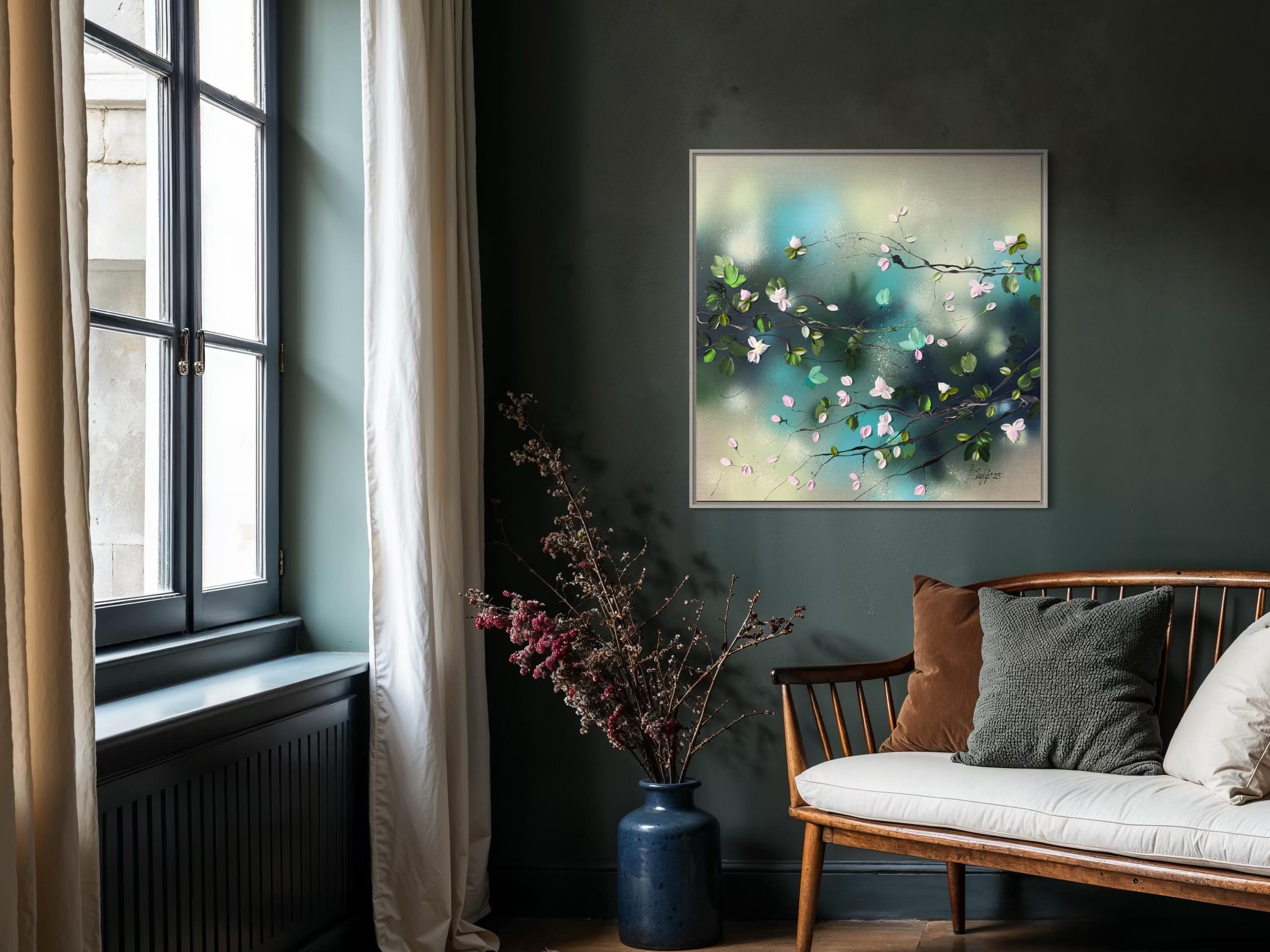 Romantic Roses - original impressionistic floral art on linen canvas For Sale 14