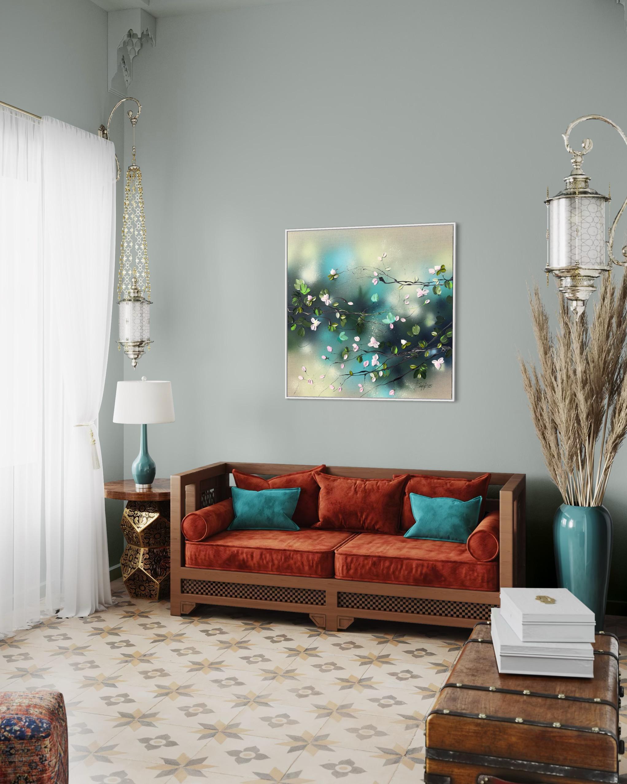 Romantic Roses - original impressionistic floral art on linen canvas For Sale 15