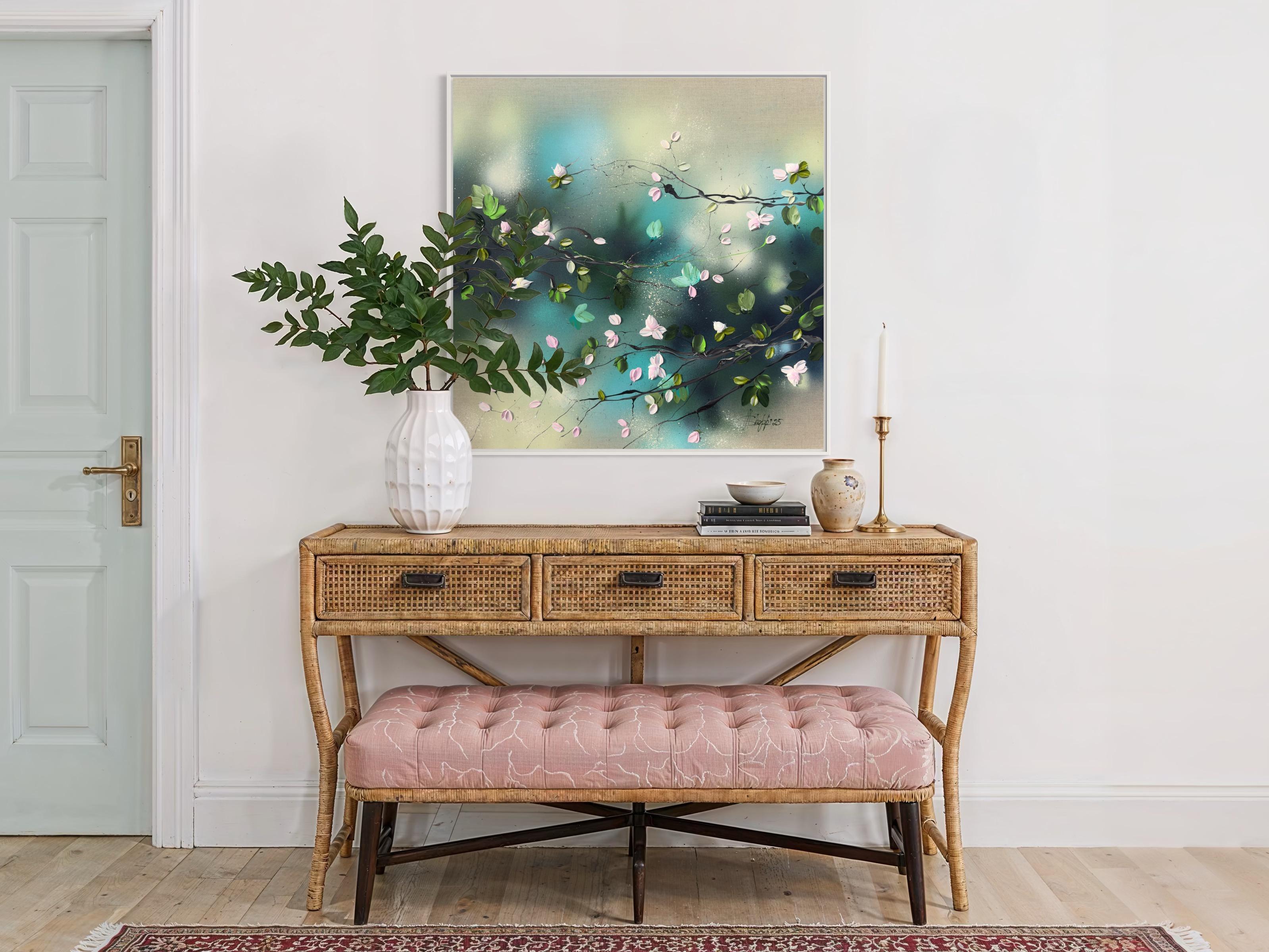 Romantic Roses - original impressionistic floral art on linen canvas For Sale 1