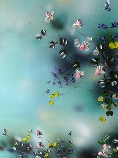 "Rose Branches"  extra large painting on canvas, rose garden, flowers, rose