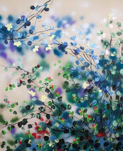 « Rose Echoes : Journey into Harmony », grande peinture texturée florale
