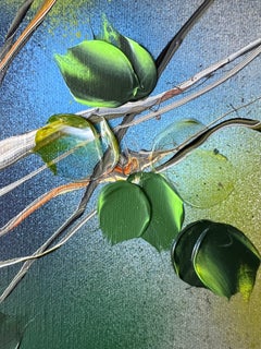 Some Yellow Flowers - original impressionistic floral art on linen canvas