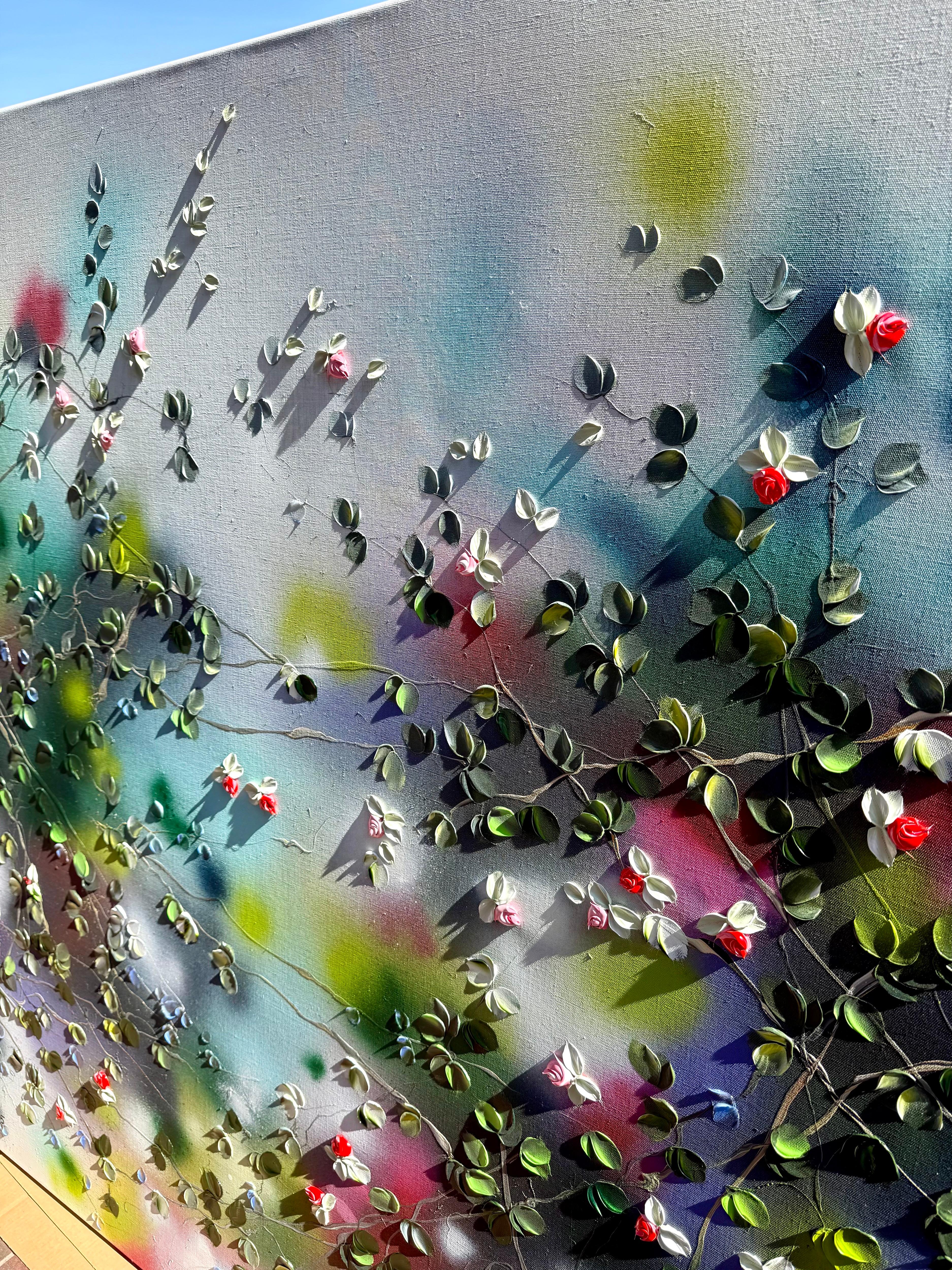 Sunny Summer Vibes invites you into a world of color, energy, and joyful movement. This large-scale artwork on 100% linen canvas (155x155 cm / 61x61 inches, on the stretcher 145x145 cm / 57x57 inches) celebrates the vibrant, expressive side of