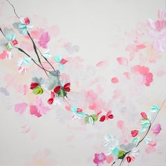 Peinture rose beige texturée avec roses rouges Haru no Bara