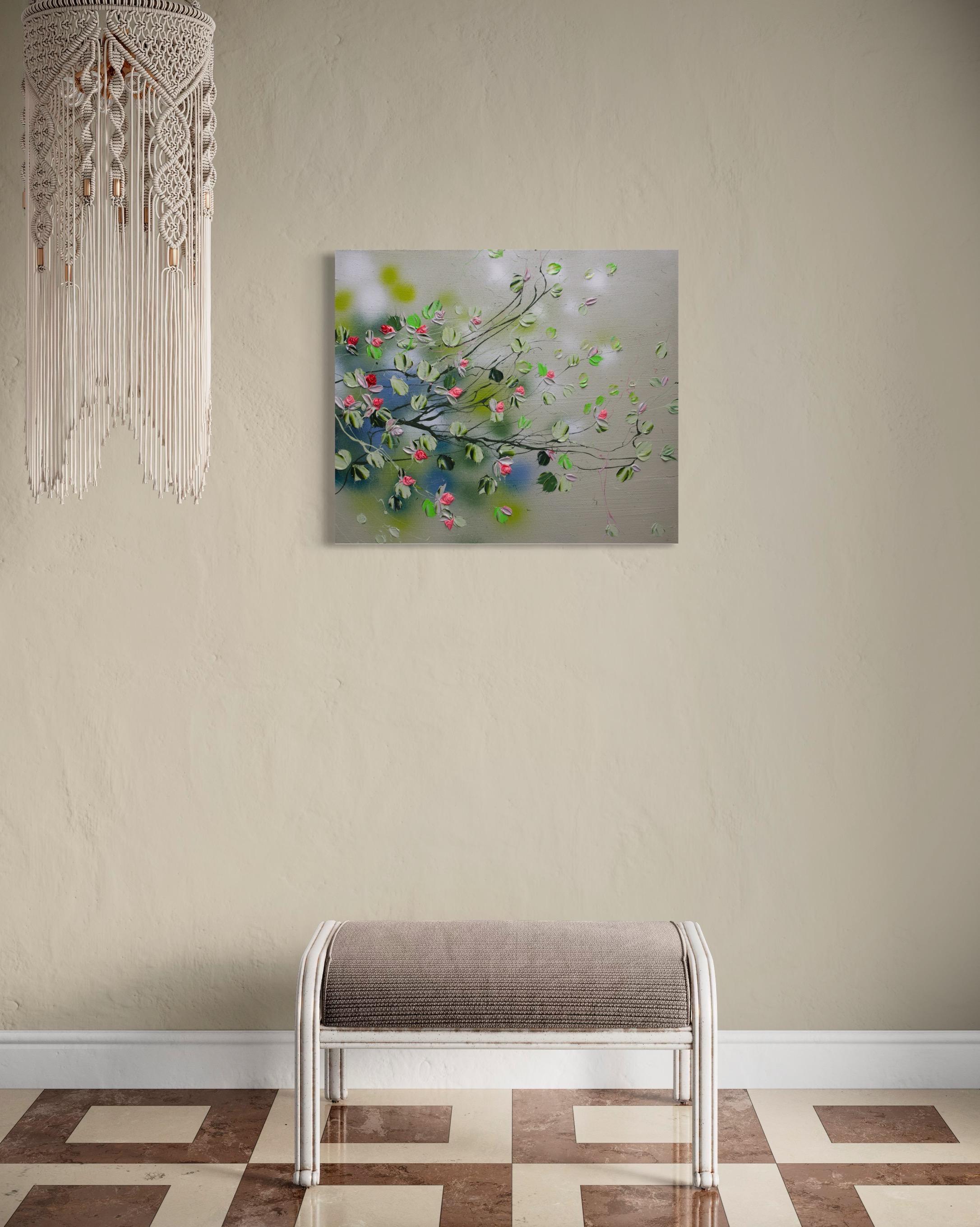 Textured colorful floral painting 