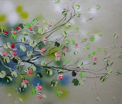 Peinture florale colorée texturée « Flower Talk » ( Talk aux fleurs)