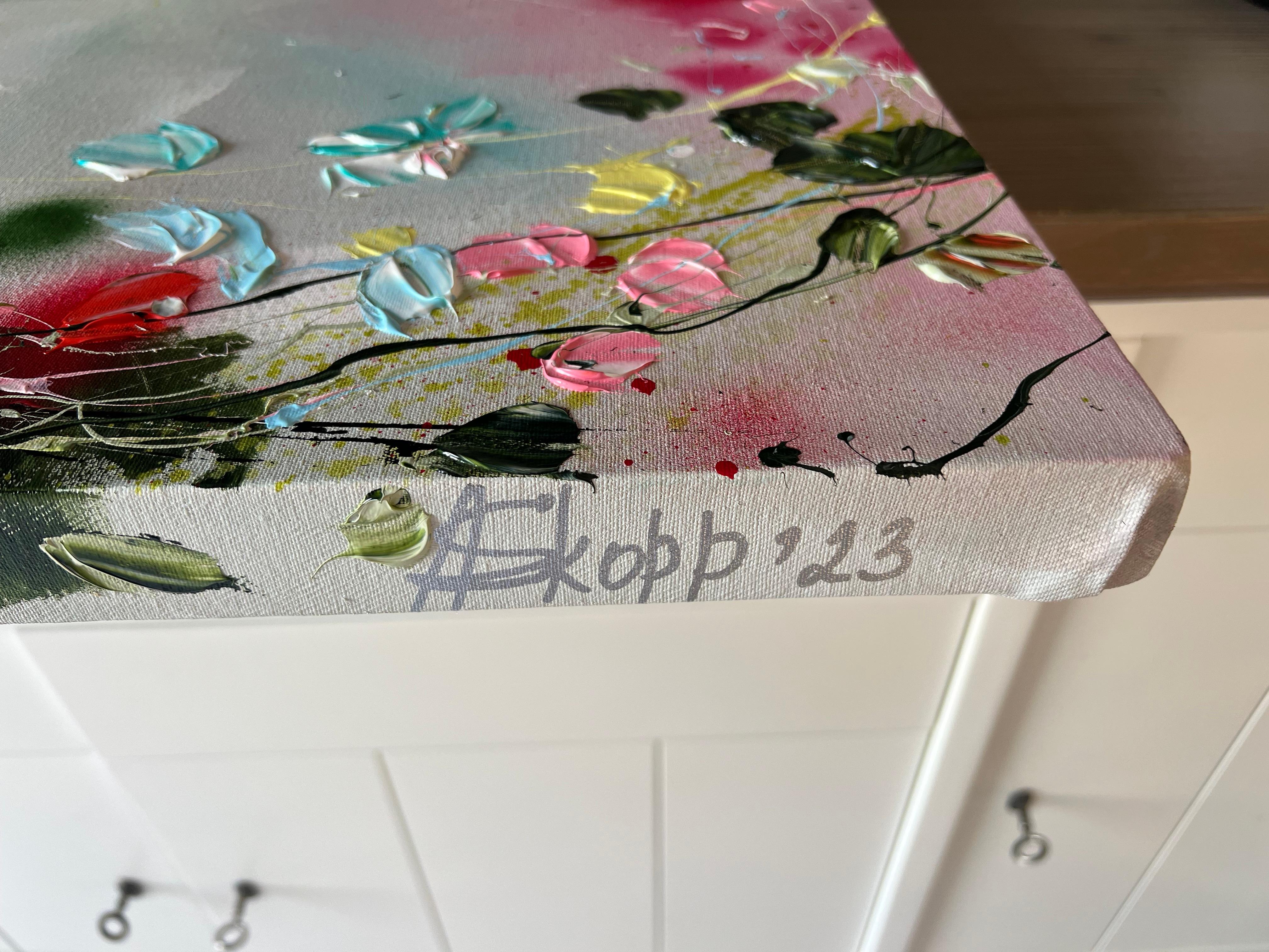 Textured colorfull floral painting 