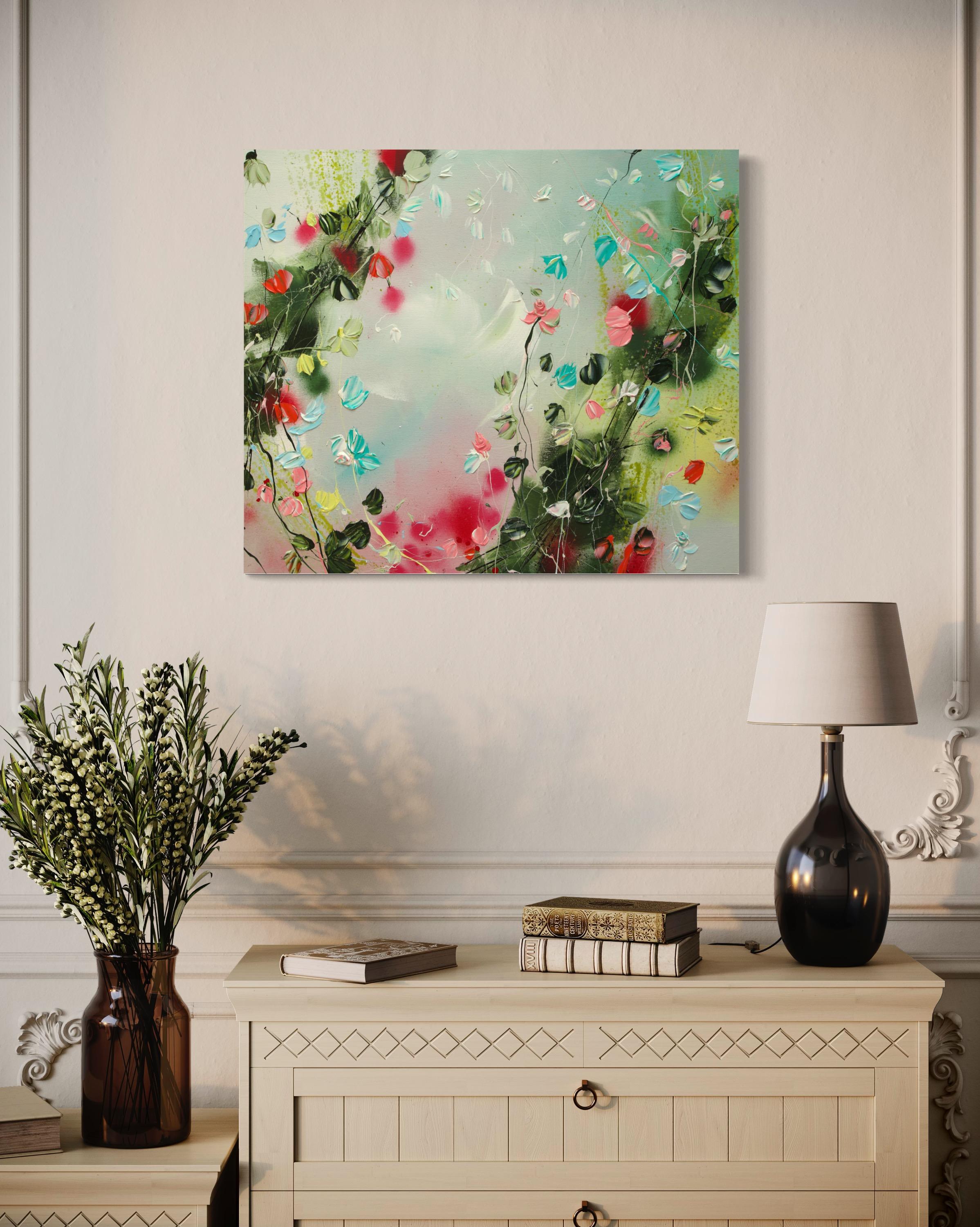 Texturiertes, farbenfrohes Blumengemälde „Beautiful Morning“ – Painting von Anastassia Skopp
