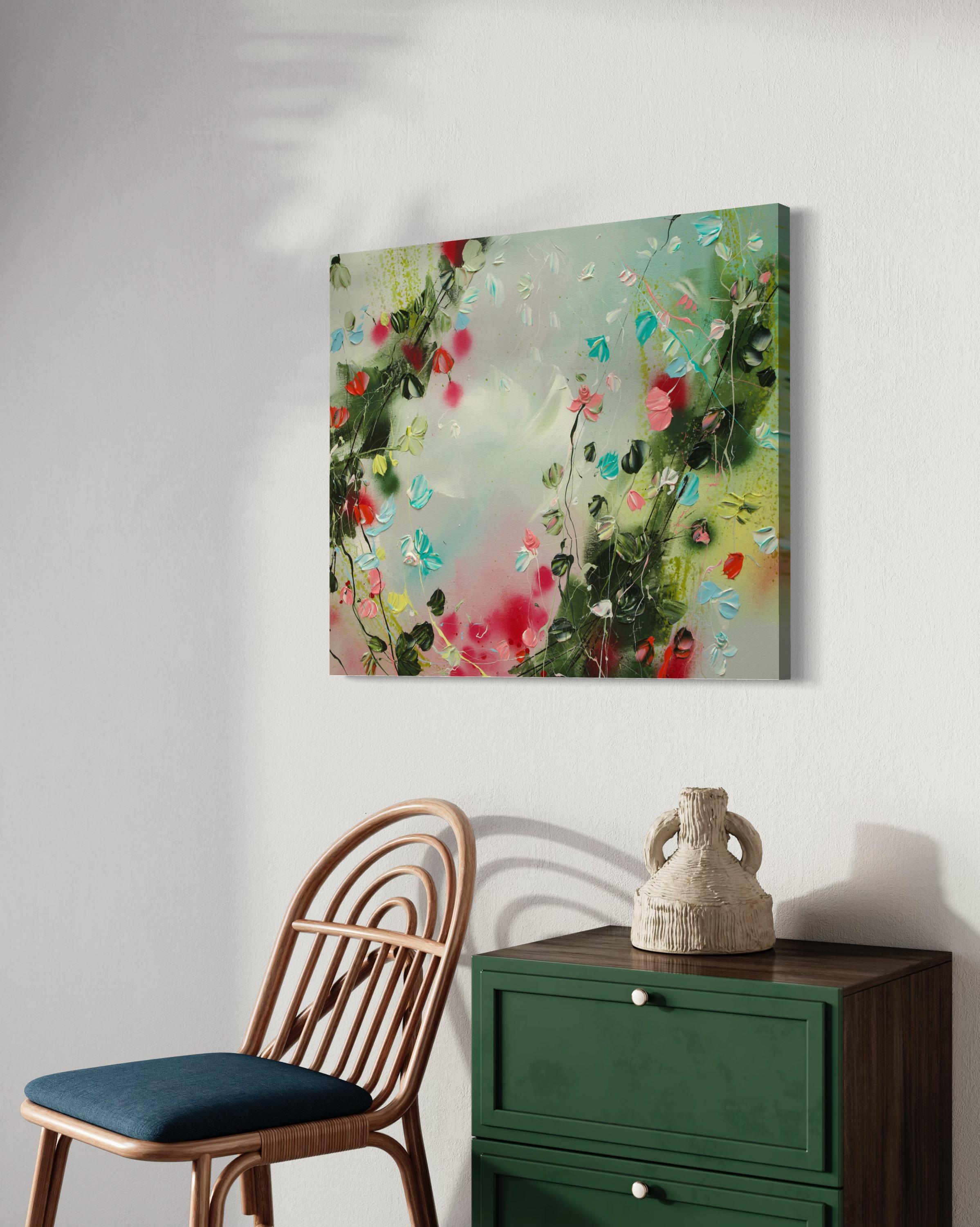 Texturiertes, farbenfrohes Blumengemälde „Beautiful Morning“ (Abstrakter Expressionismus), Painting, von Anastassia Skopp