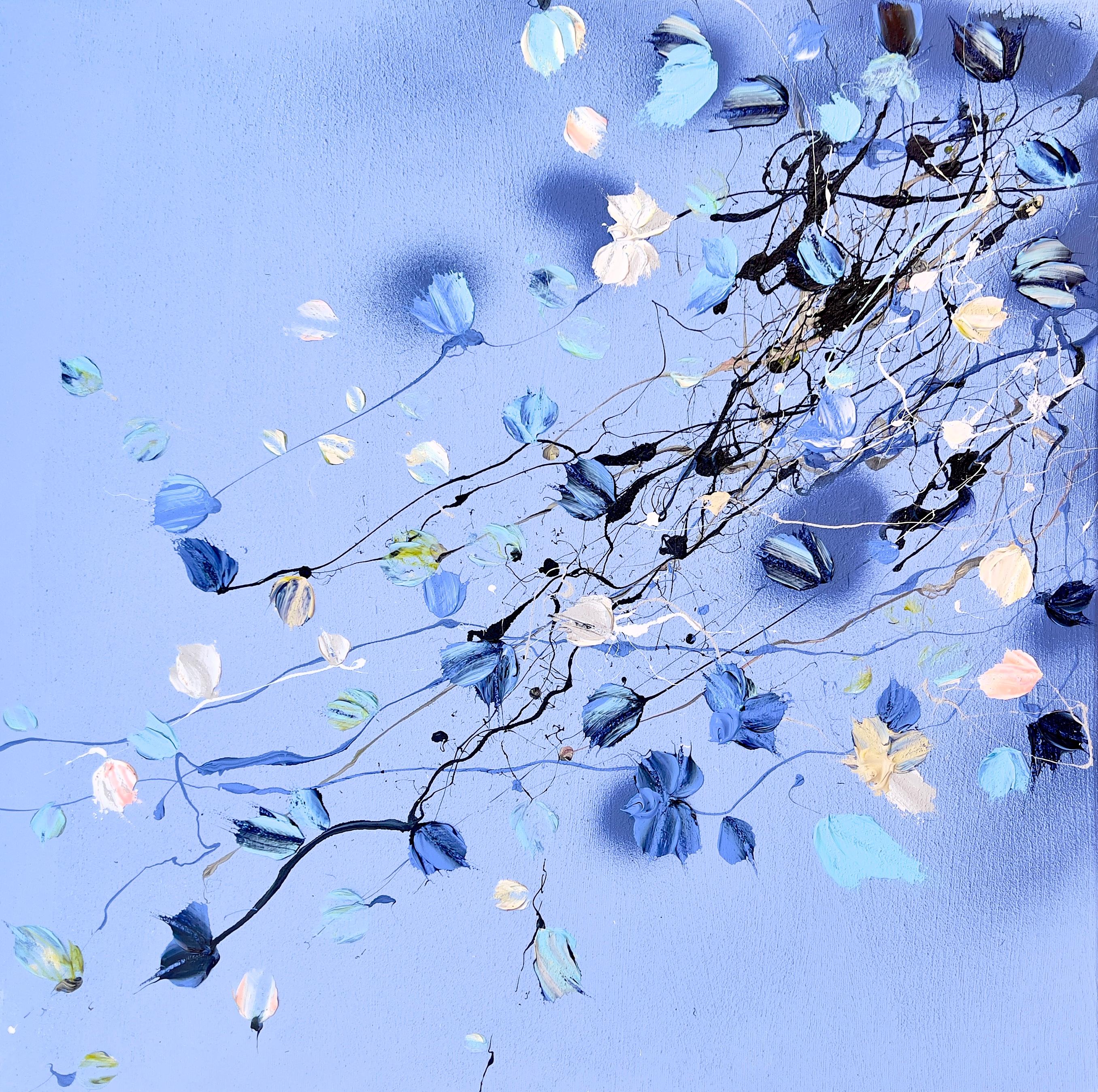 Anastassia Skopp Interior Painting - Textured colorfull floral painting "Blue Day"