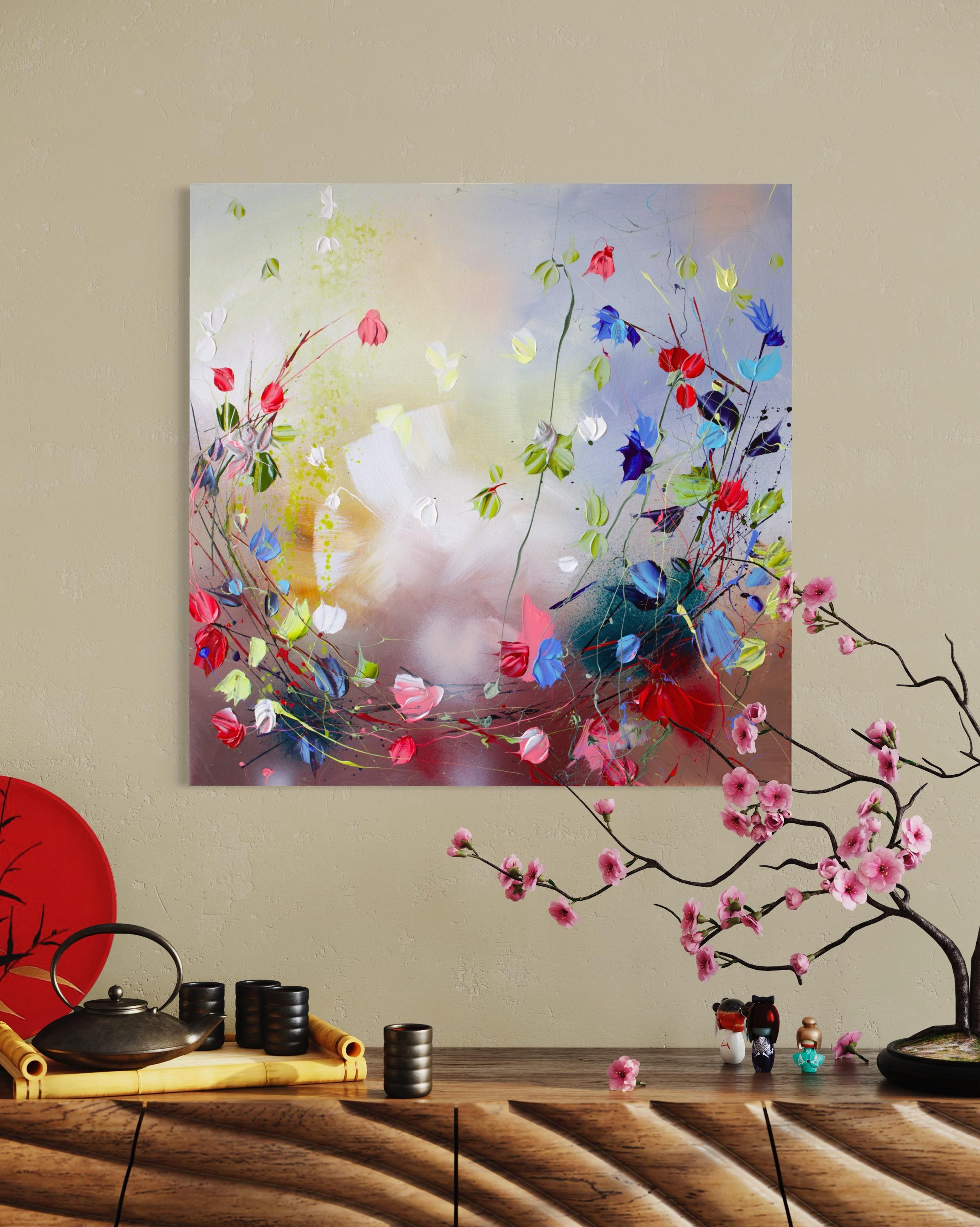 Textured colorfull floral painting 