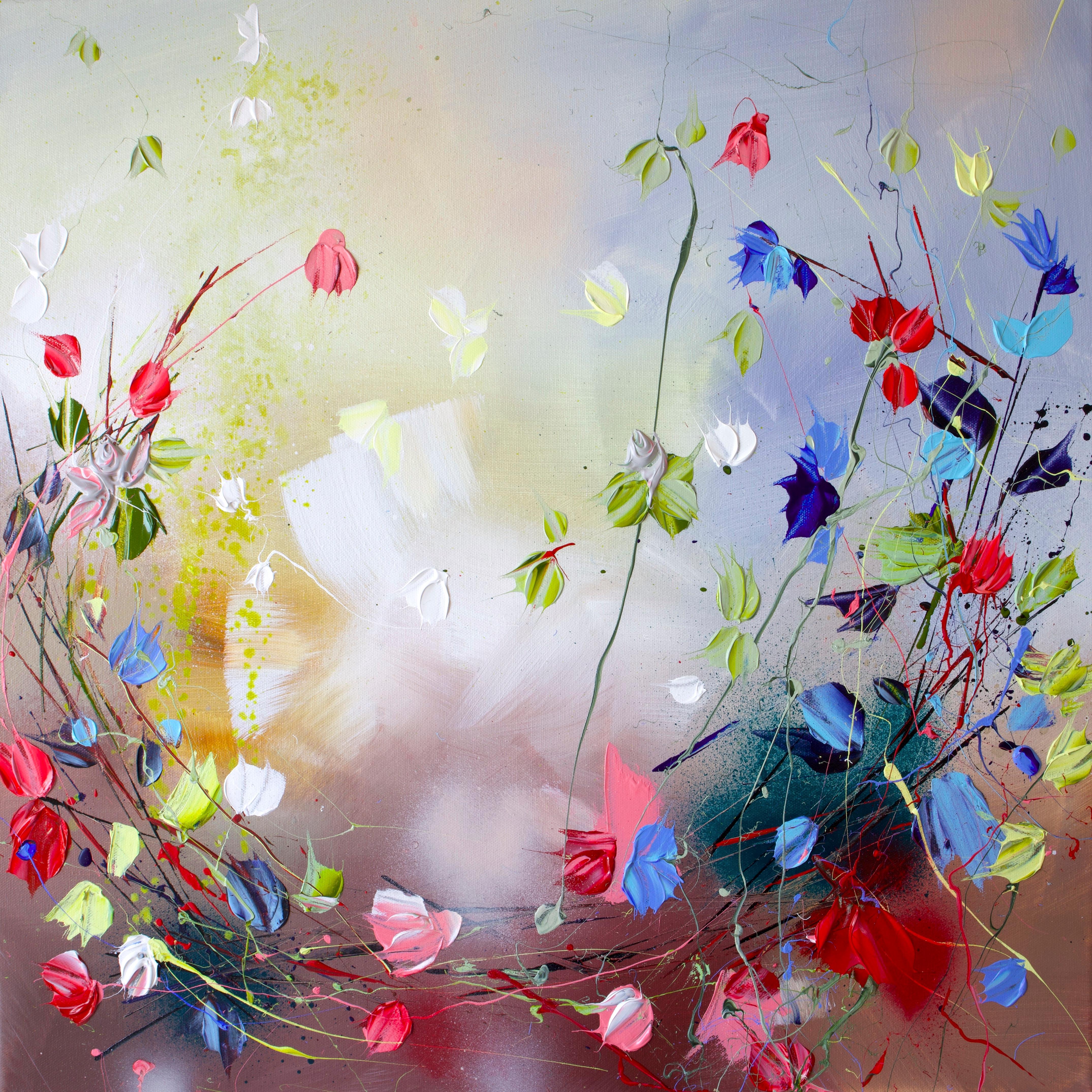 Anastassia Skopp Abstract Painting - Textured colorfull floral painting "Enchanted"