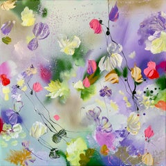 Pintura floral colorida con textura "Komorebi VI"